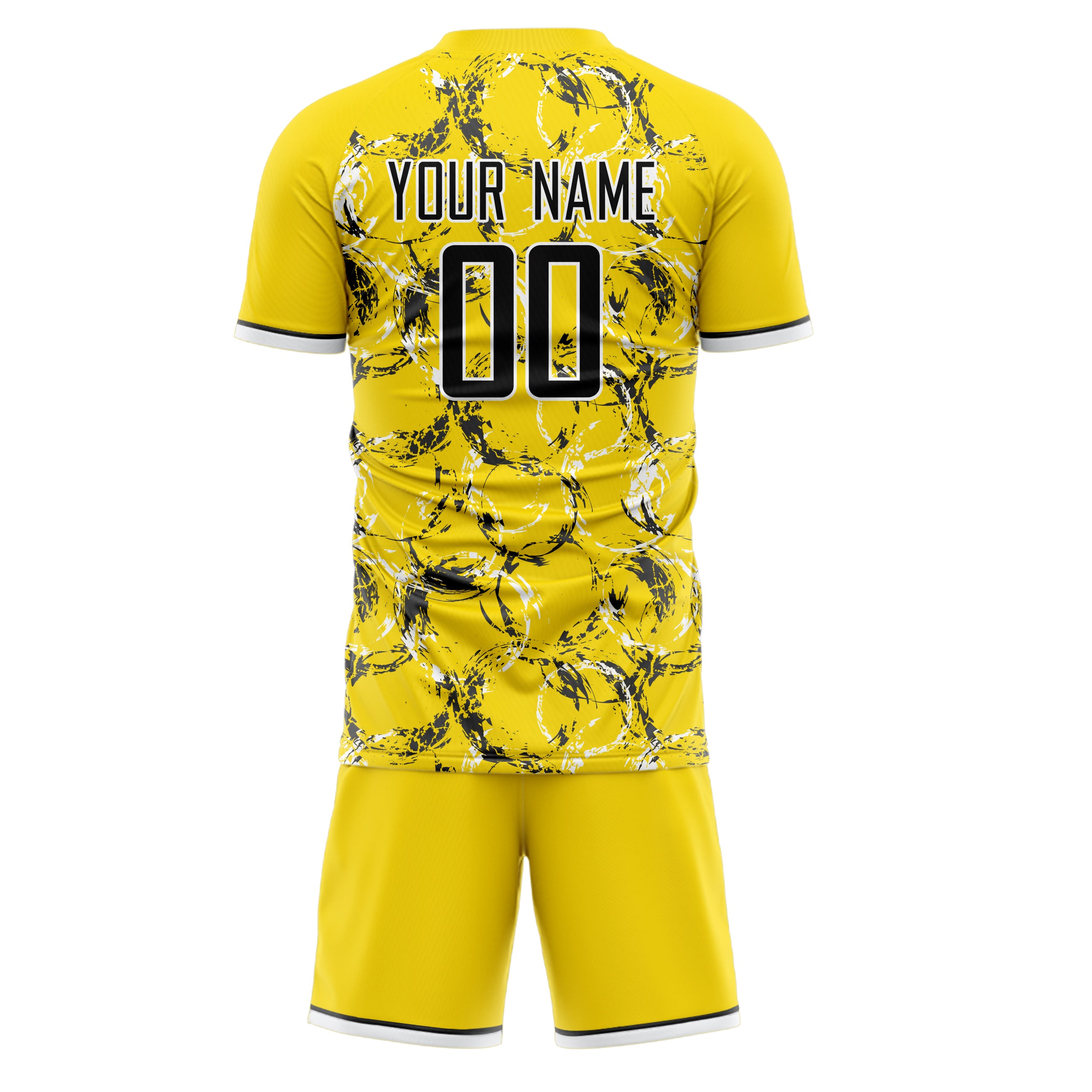 Custom Yellow Black GeometricalPattern Soccer Jersey