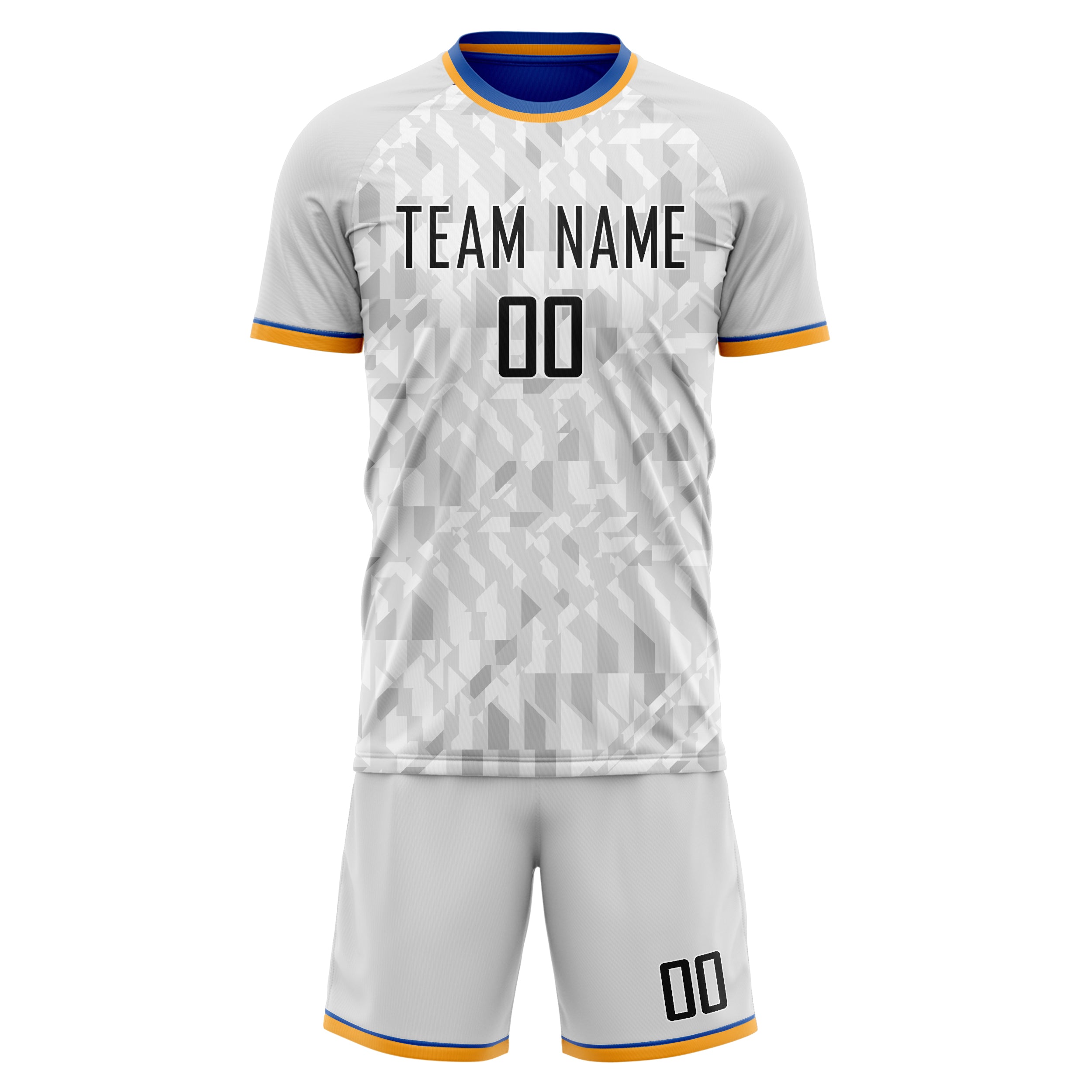Custom Gray Black GeometricalPattern Soccer Jersey