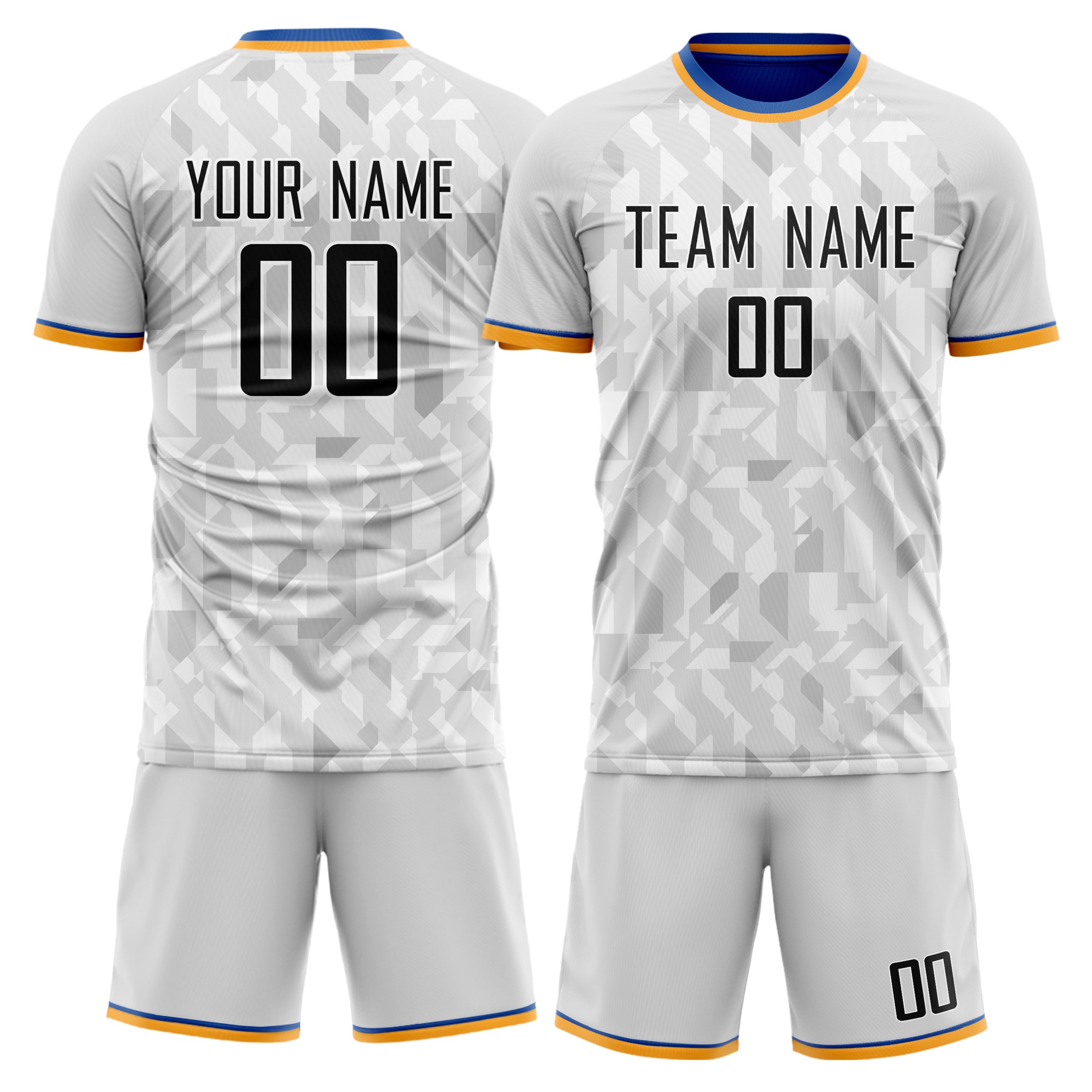 Custom Gray Black GeometricalPattern Soccer Jersey