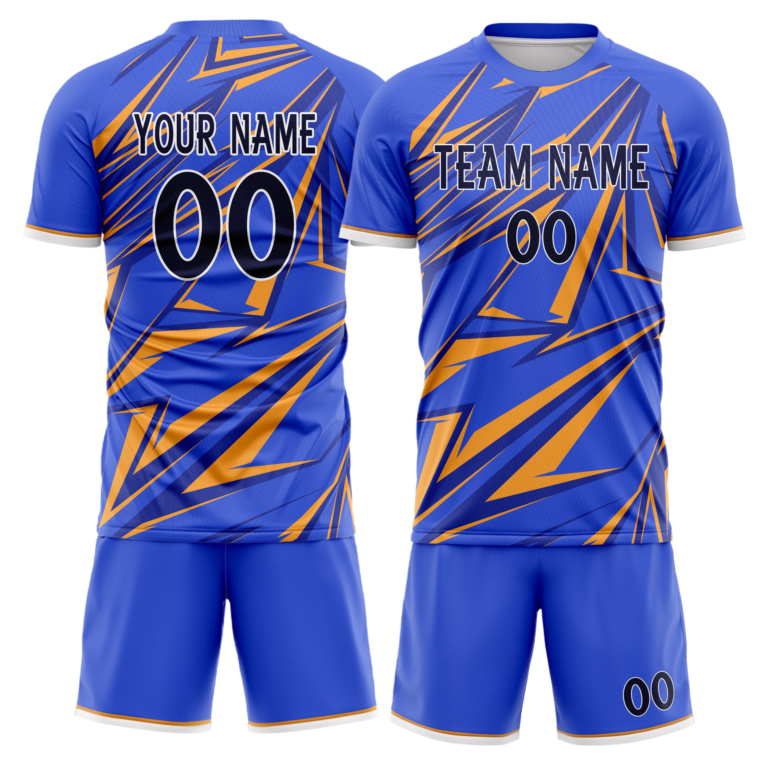Custom Purple Gold GeometricalPattern Soccer Jersey