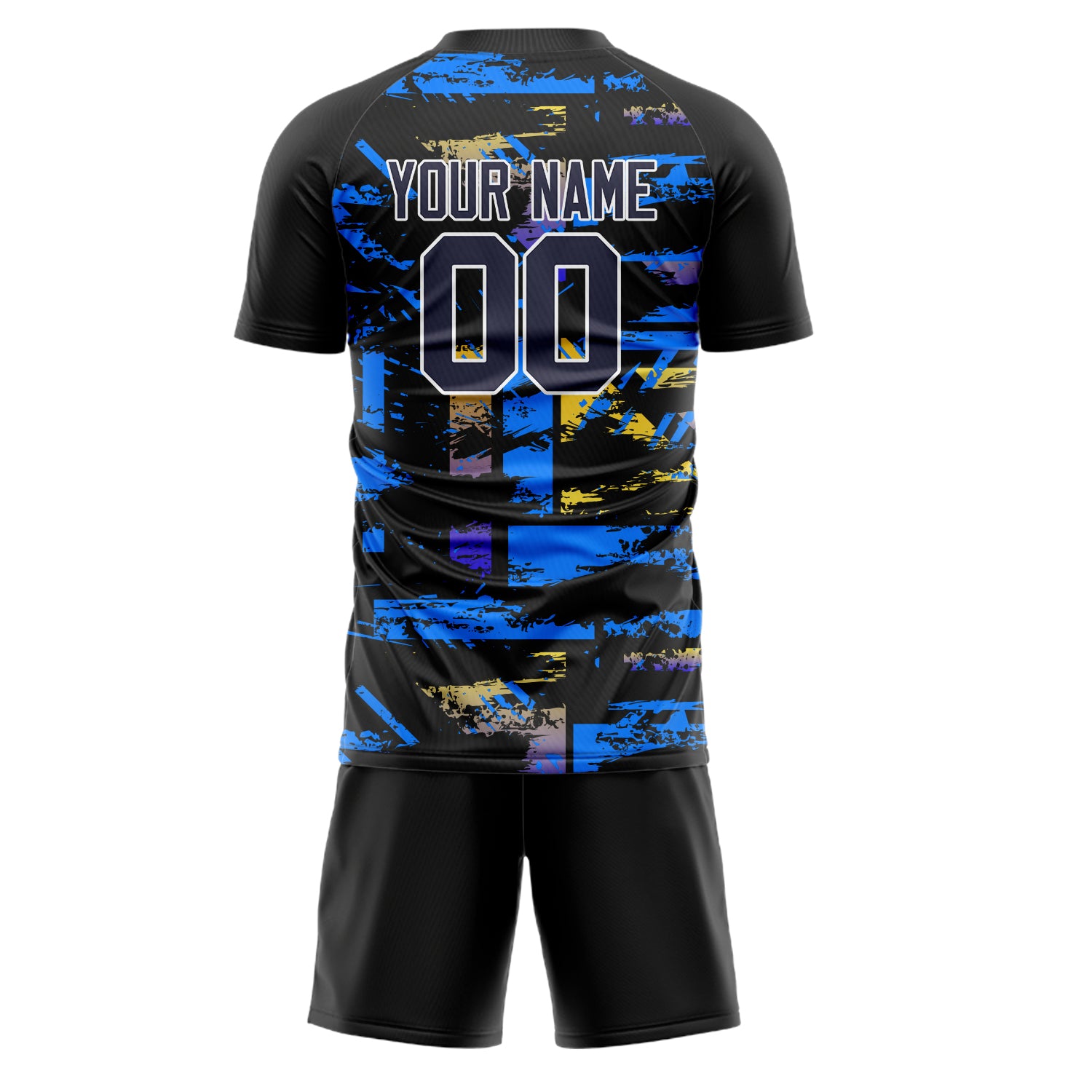 Custom Blue White GeometricalPattern Soccer Jersey