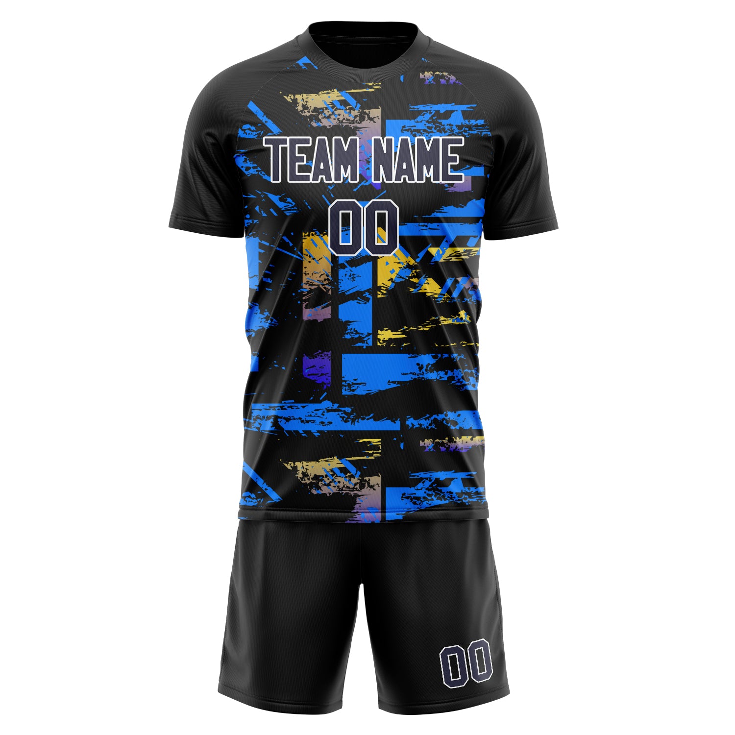 Custom Blue White GeometricalPattern Soccer Jersey