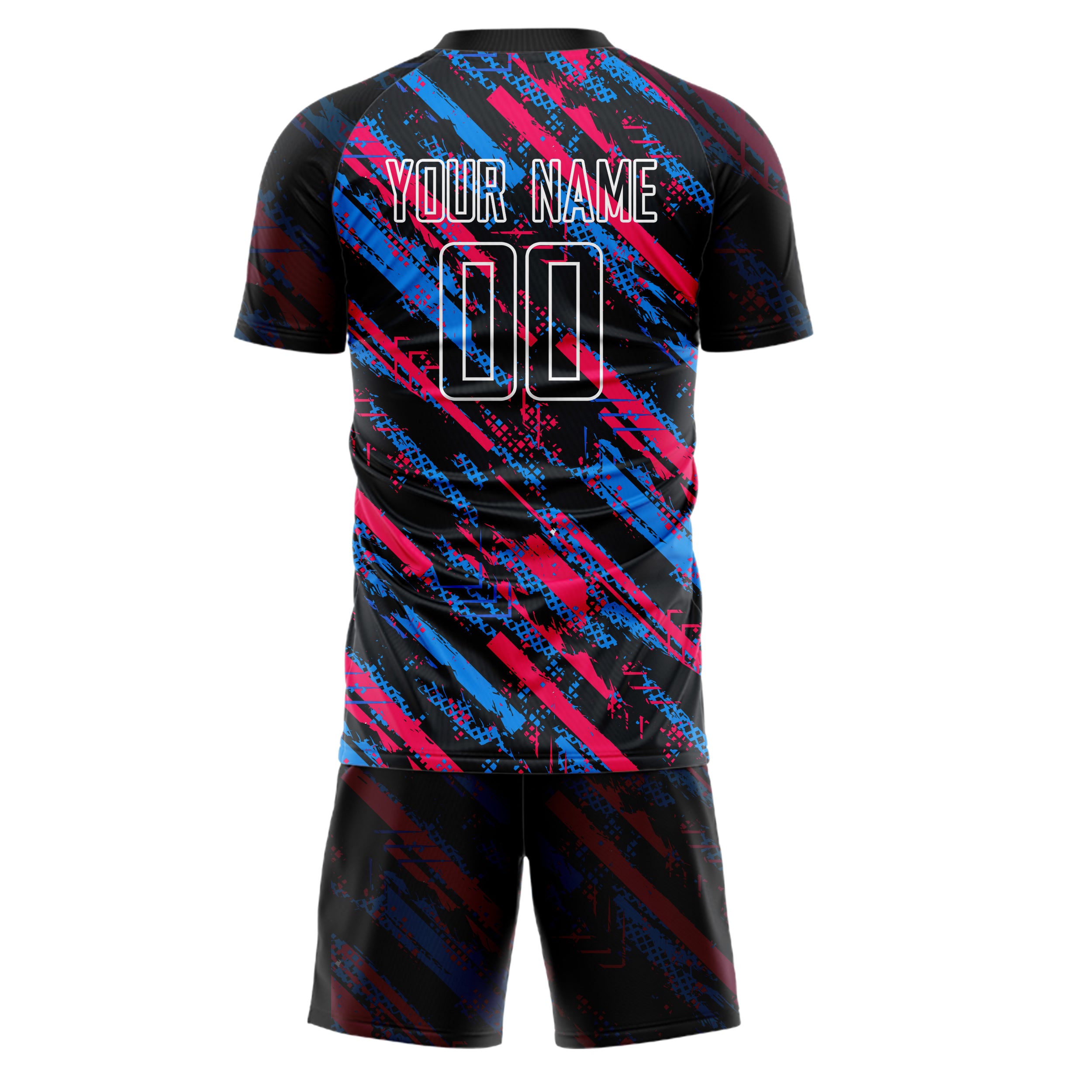 Custom Blue Red GeometricalPattern Soccer Jersey