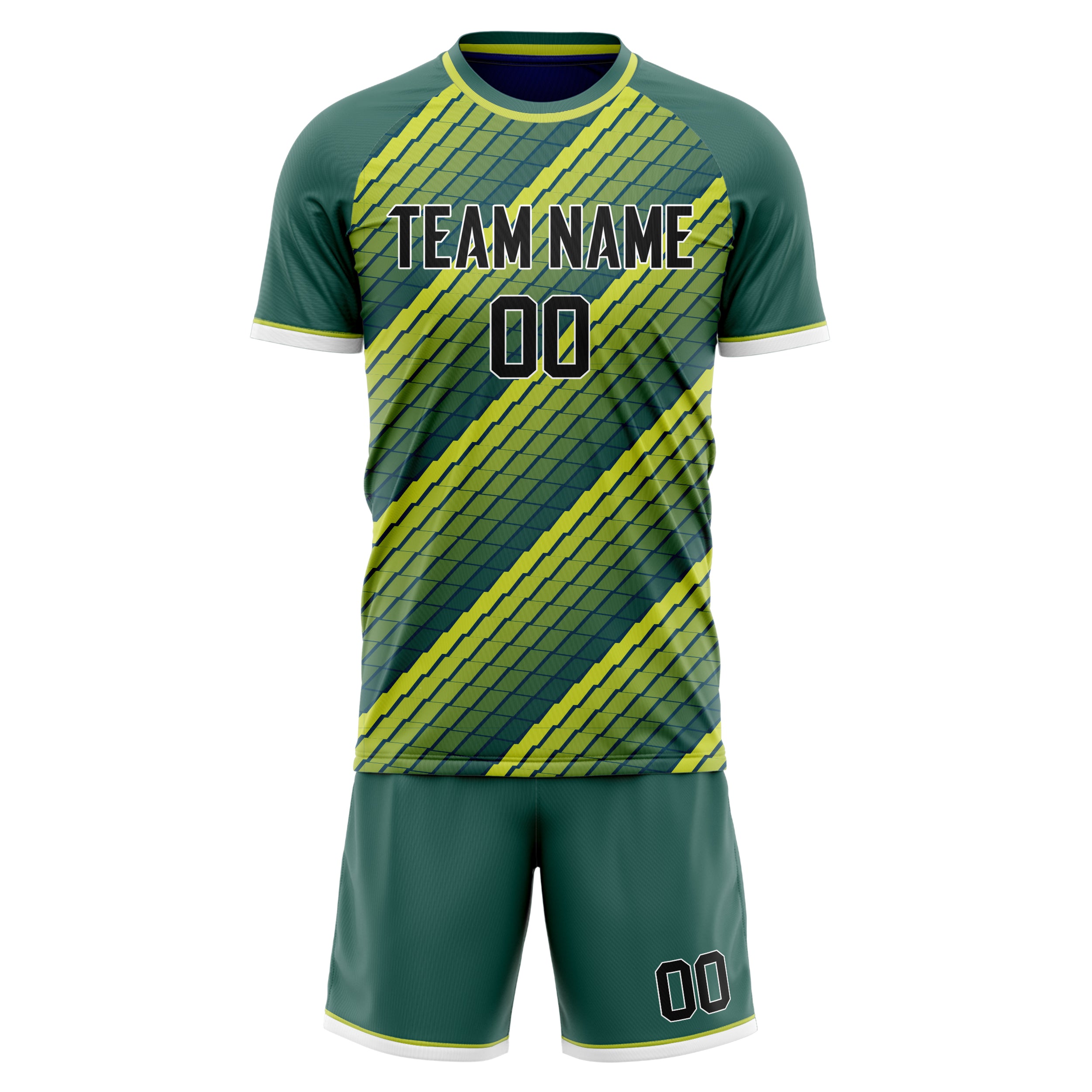 Custom Gray Teal GeometricalPattern Soccer Jersey
