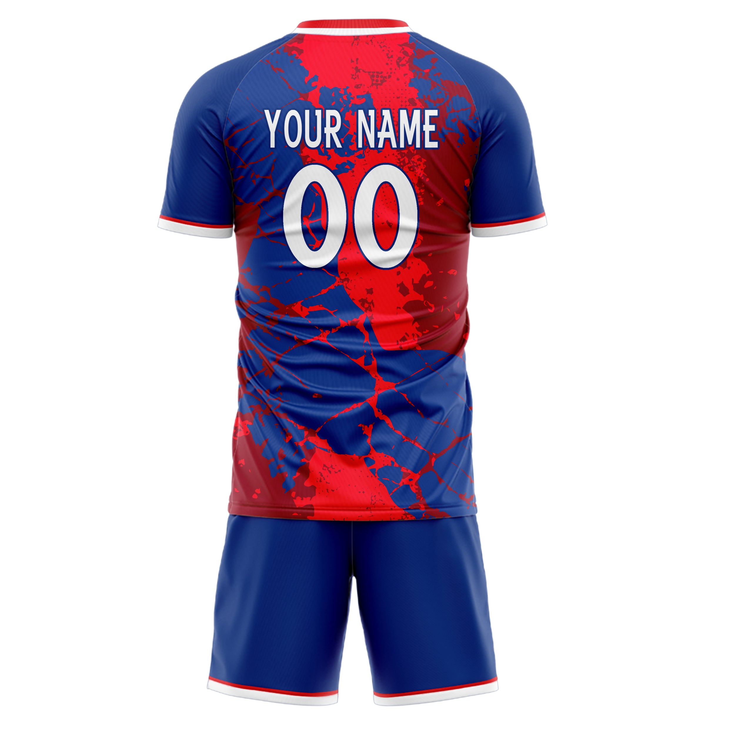 Custom Royal Red GeometricalPattern Soccer Jersey