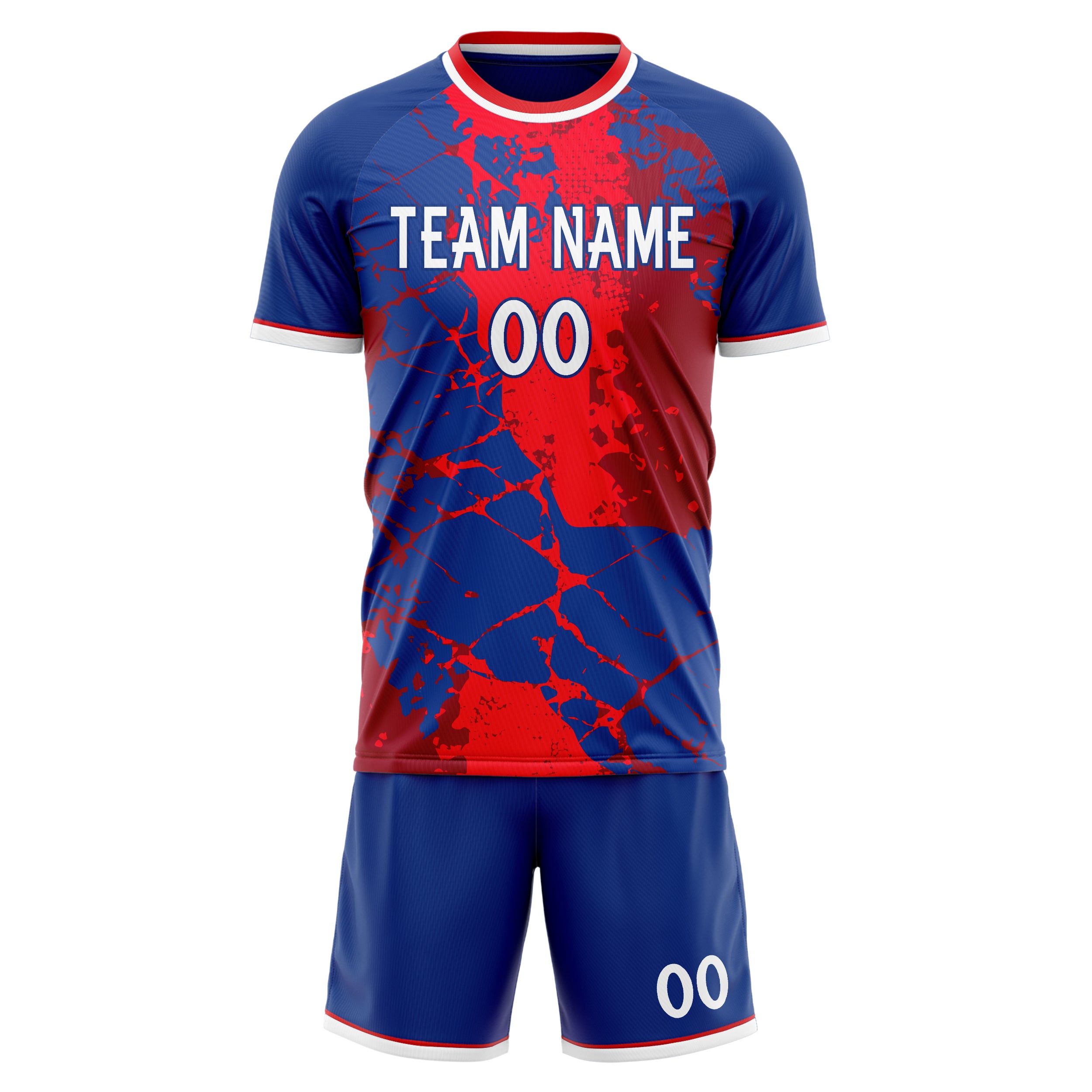 Custom Royal Red GeometricalPattern Soccer Jersey