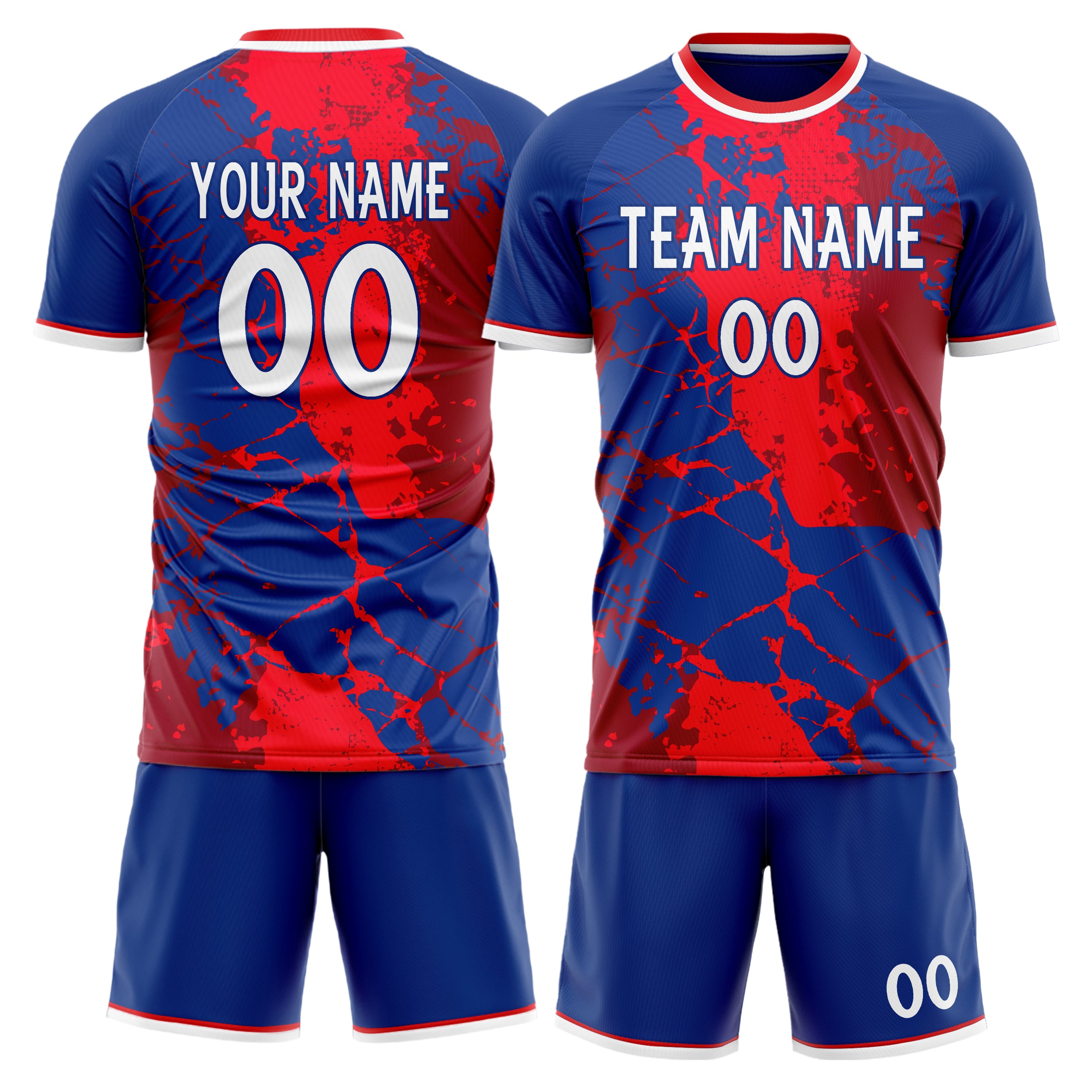 Custom Royal Red GeometricalPattern Soccer Jersey