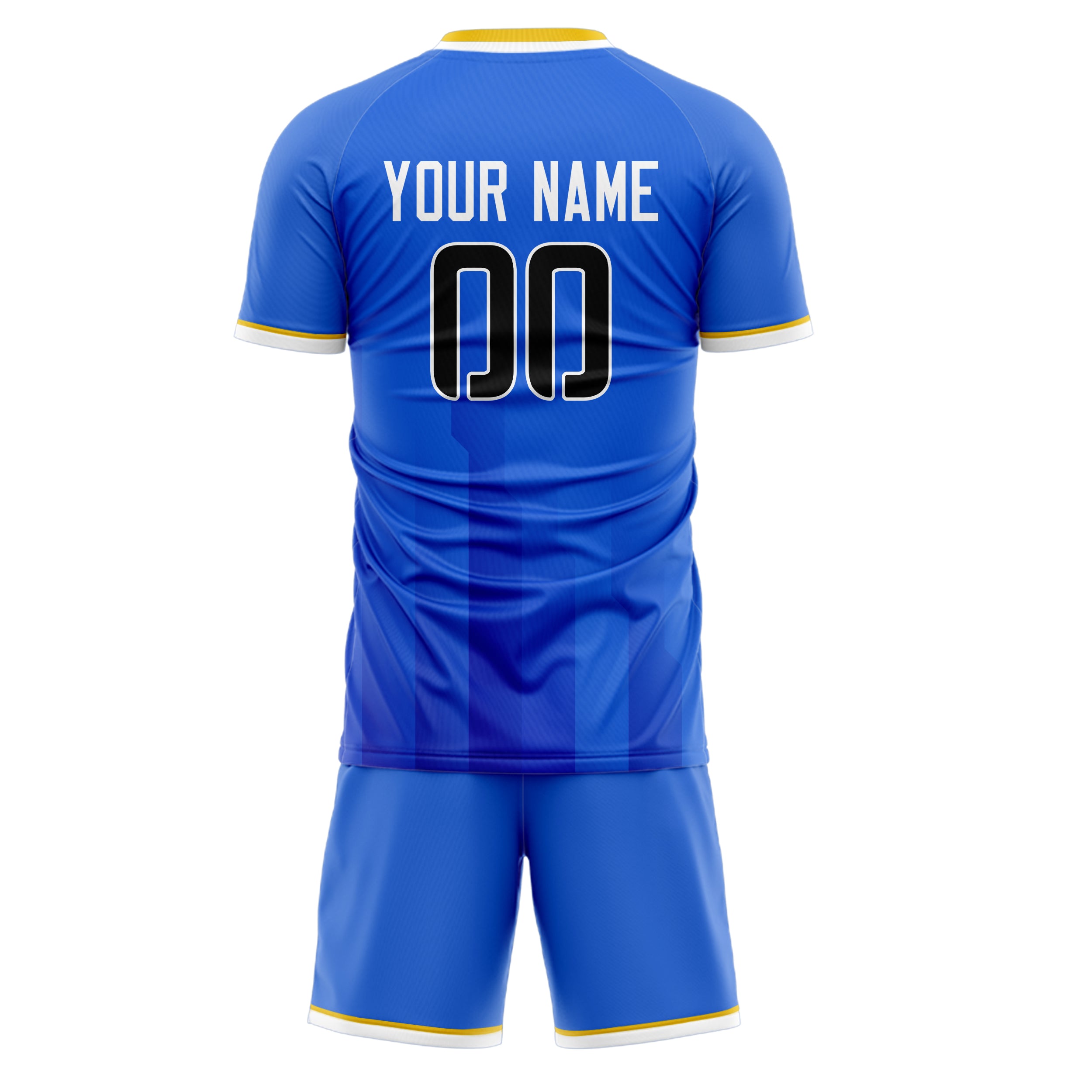 Custom Blue White GeometricalPattern Soccer Jersey