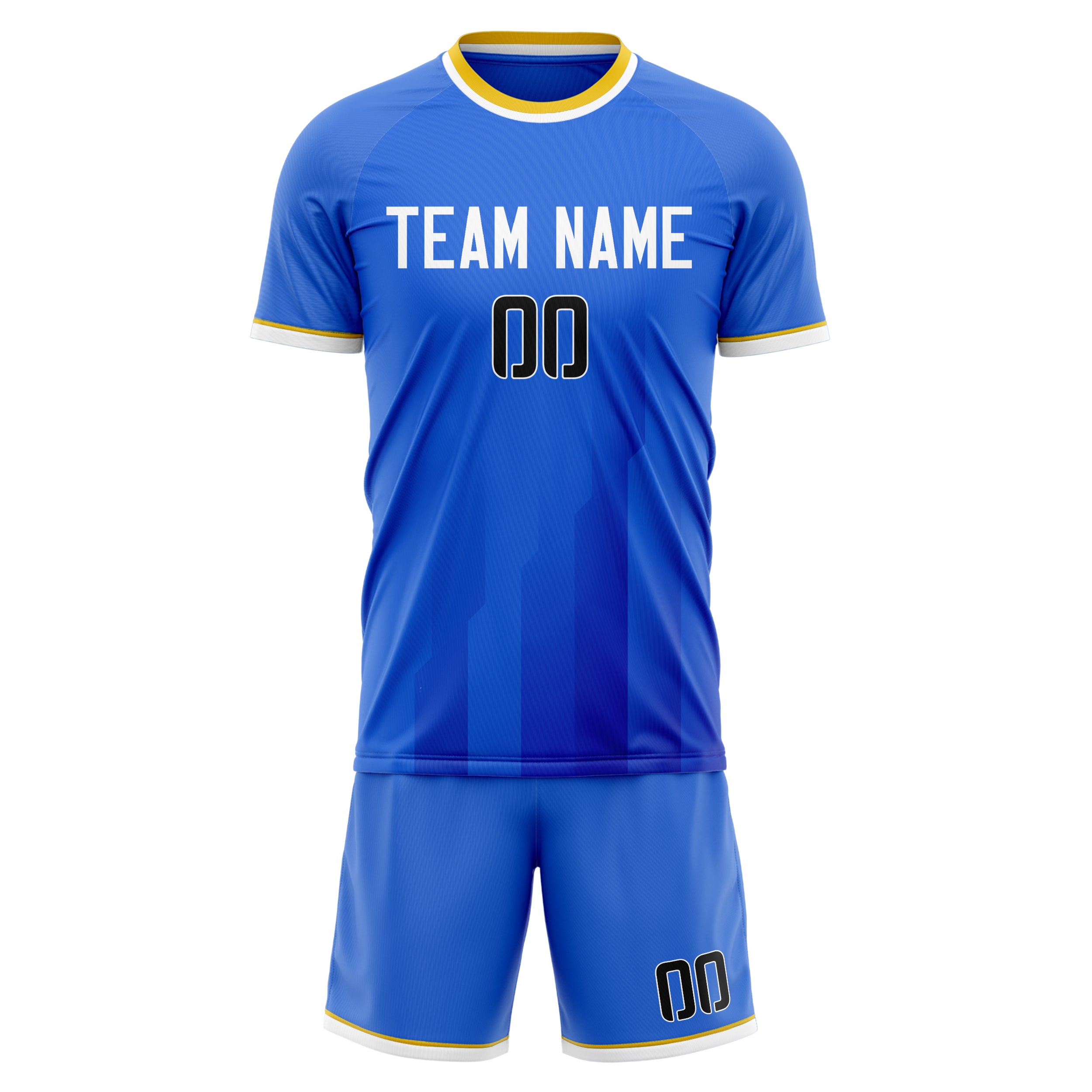 Custom Blue White GeometricalPattern Soccer Jersey