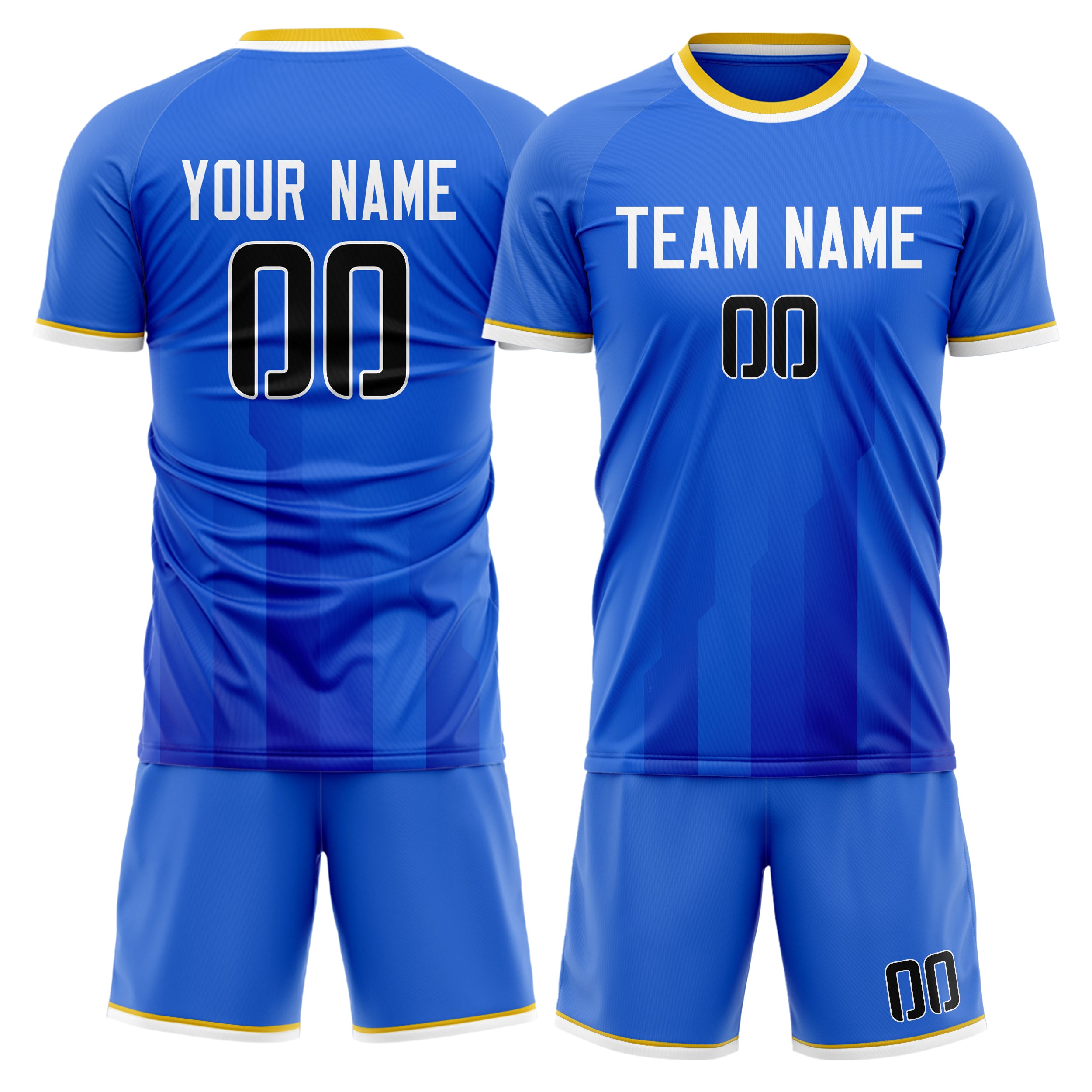 Custom Blue White GeometricalPattern Soccer Jersey
