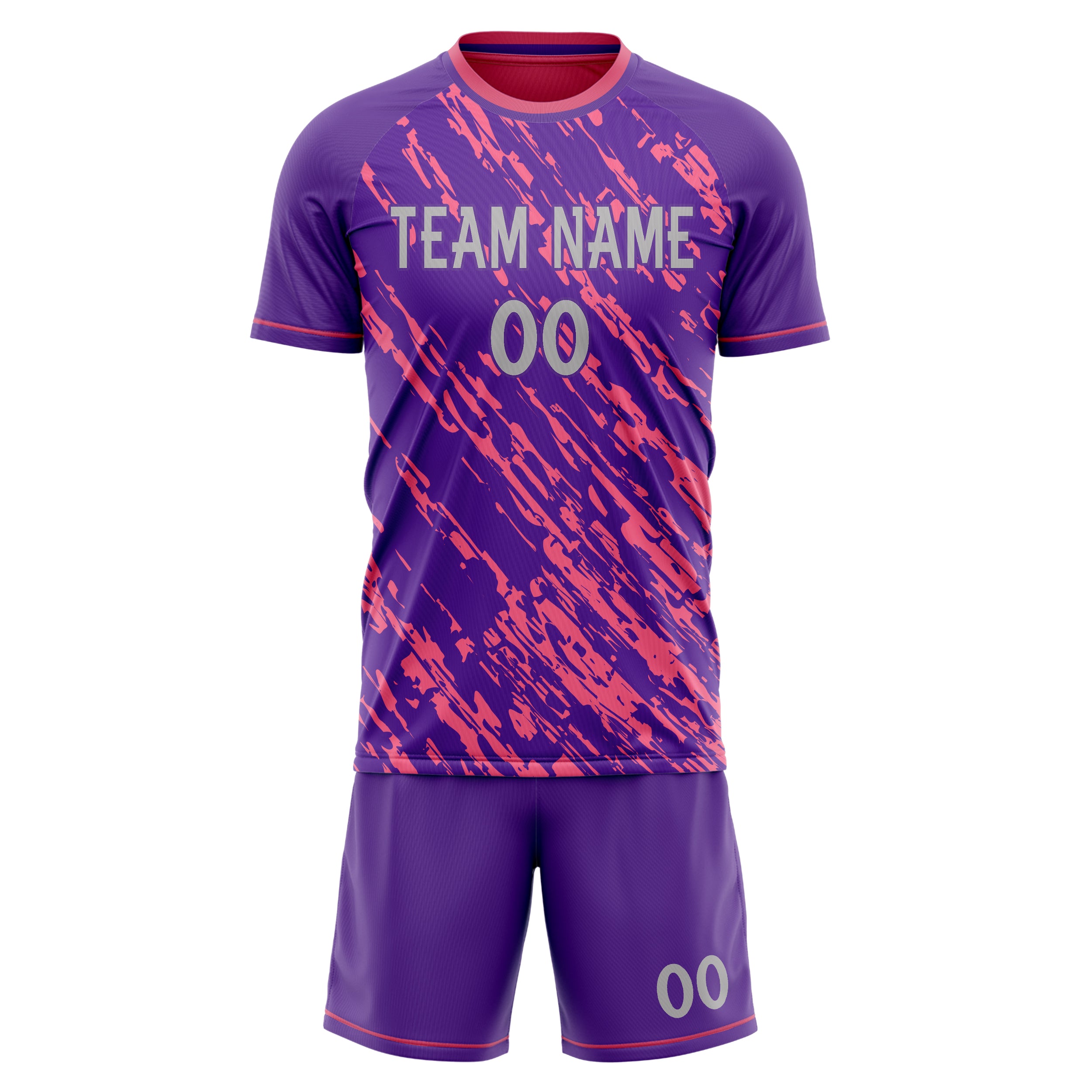 Custom Purple Pink GeometricalPattern Soccer Jersey