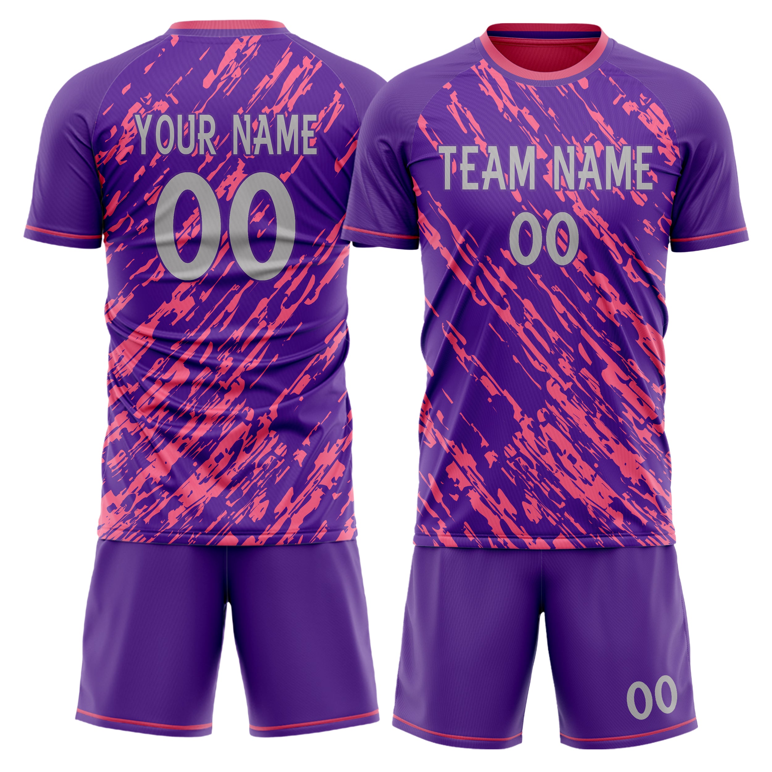 Custom Purple Pink GeometricalPattern Soccer Jersey
