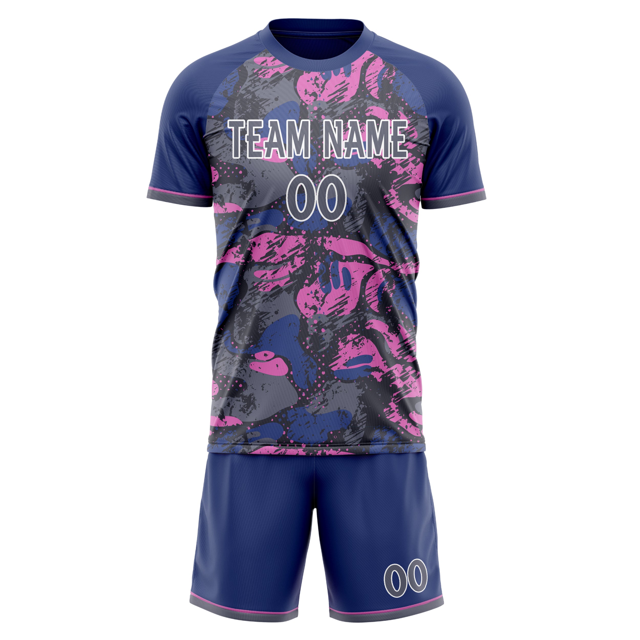 Custom Navy Gray GeometricalPattern Soccer Jersey