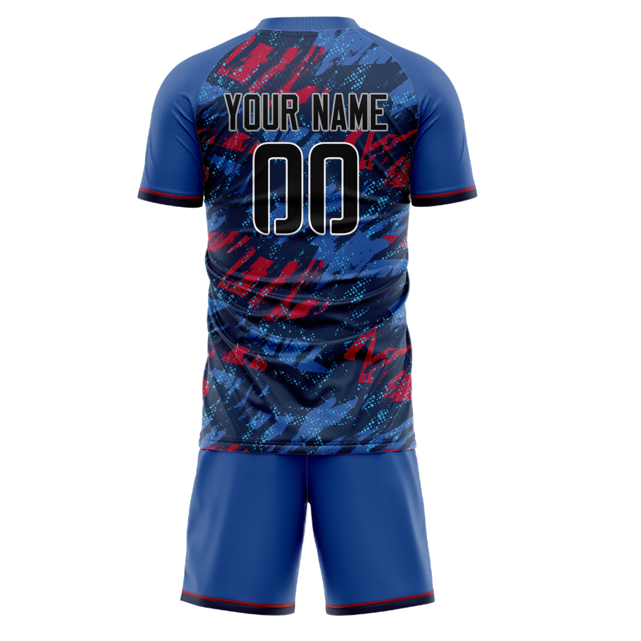 Custom Royal Red GeometricalPattern Soccer Jersey