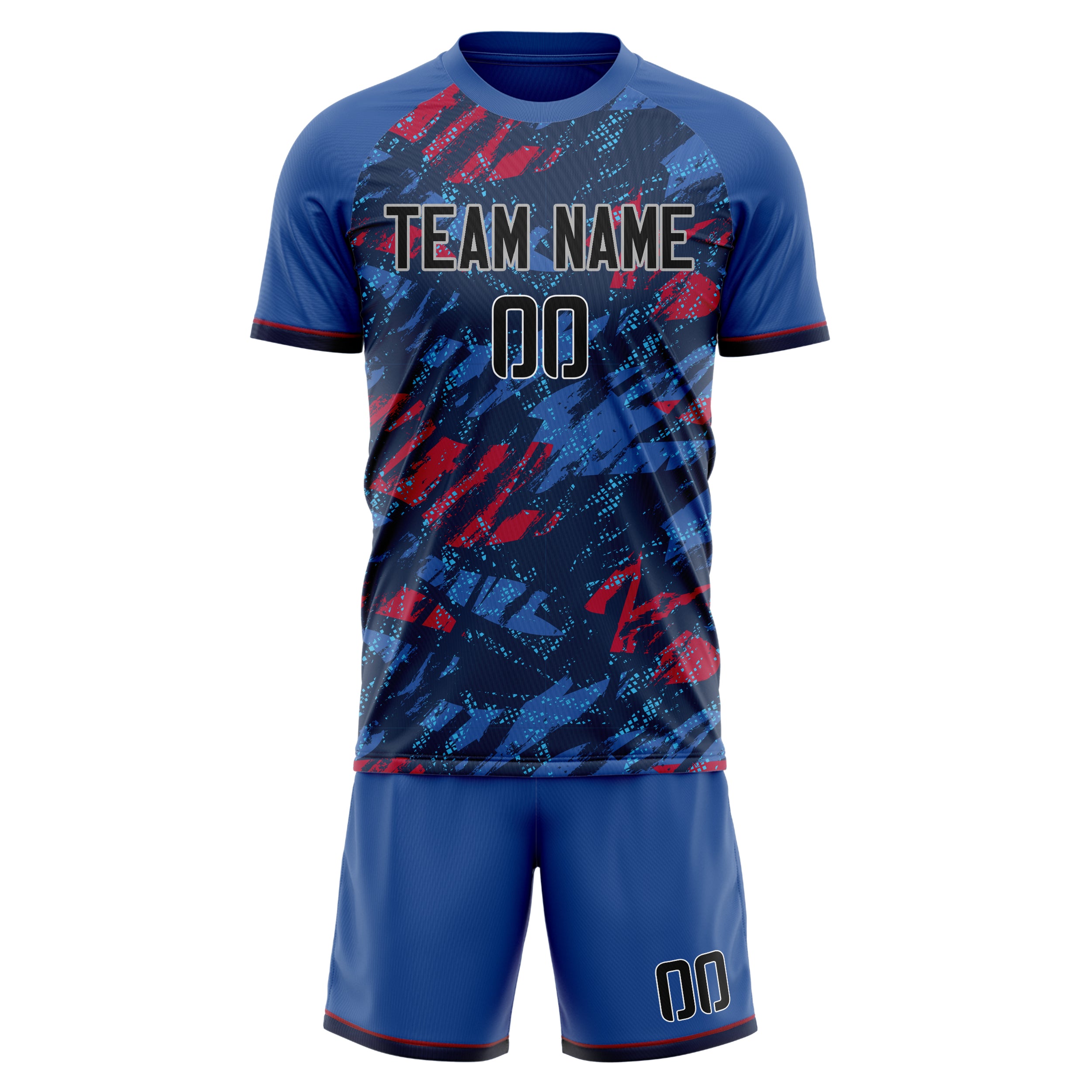 Custom Royal Red GeometricalPattern Soccer Jersey
