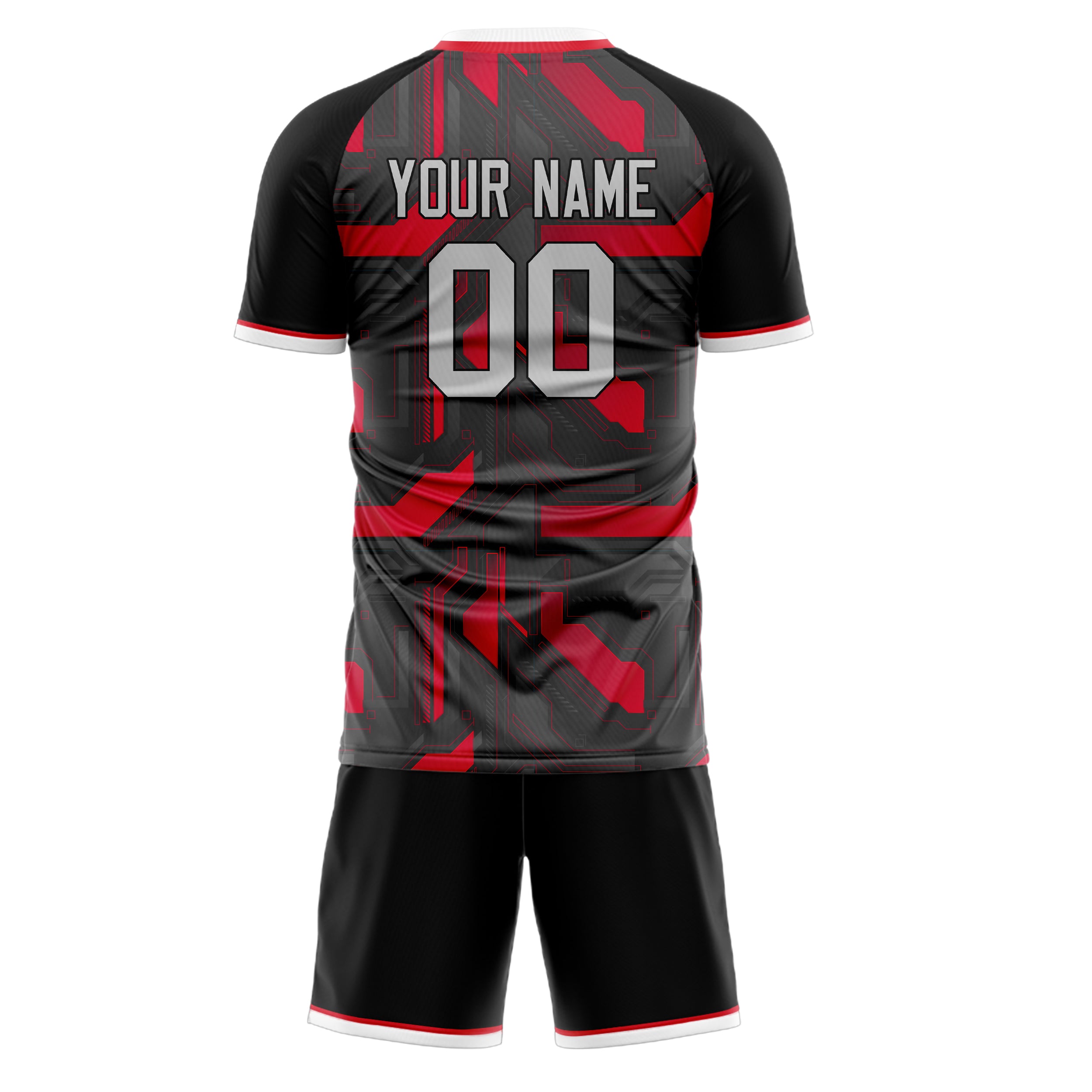 Custom Gray Red GeometricalPattern Soccer Jersey