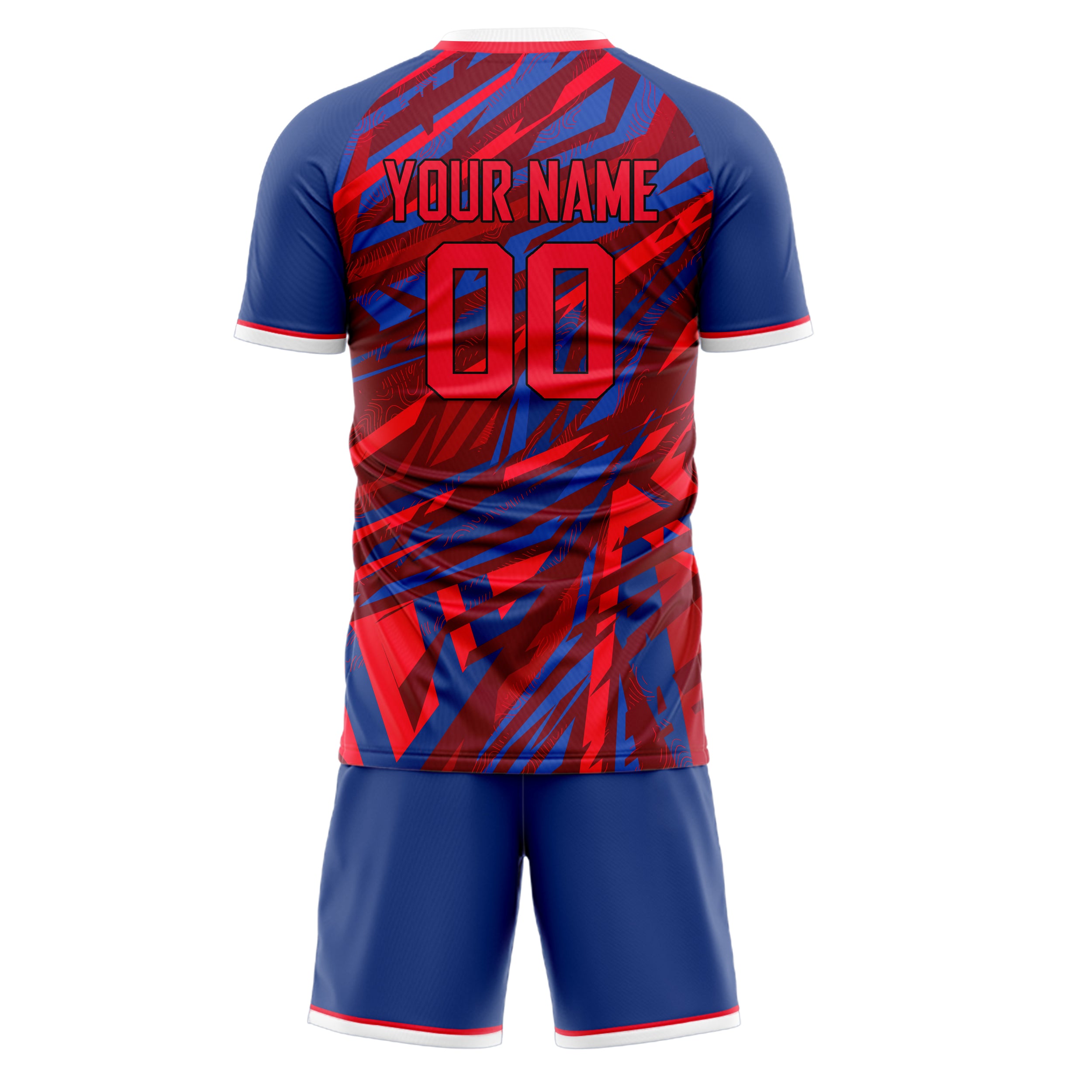 Custom Red Royal GeometricalPattern Soccer Jersey