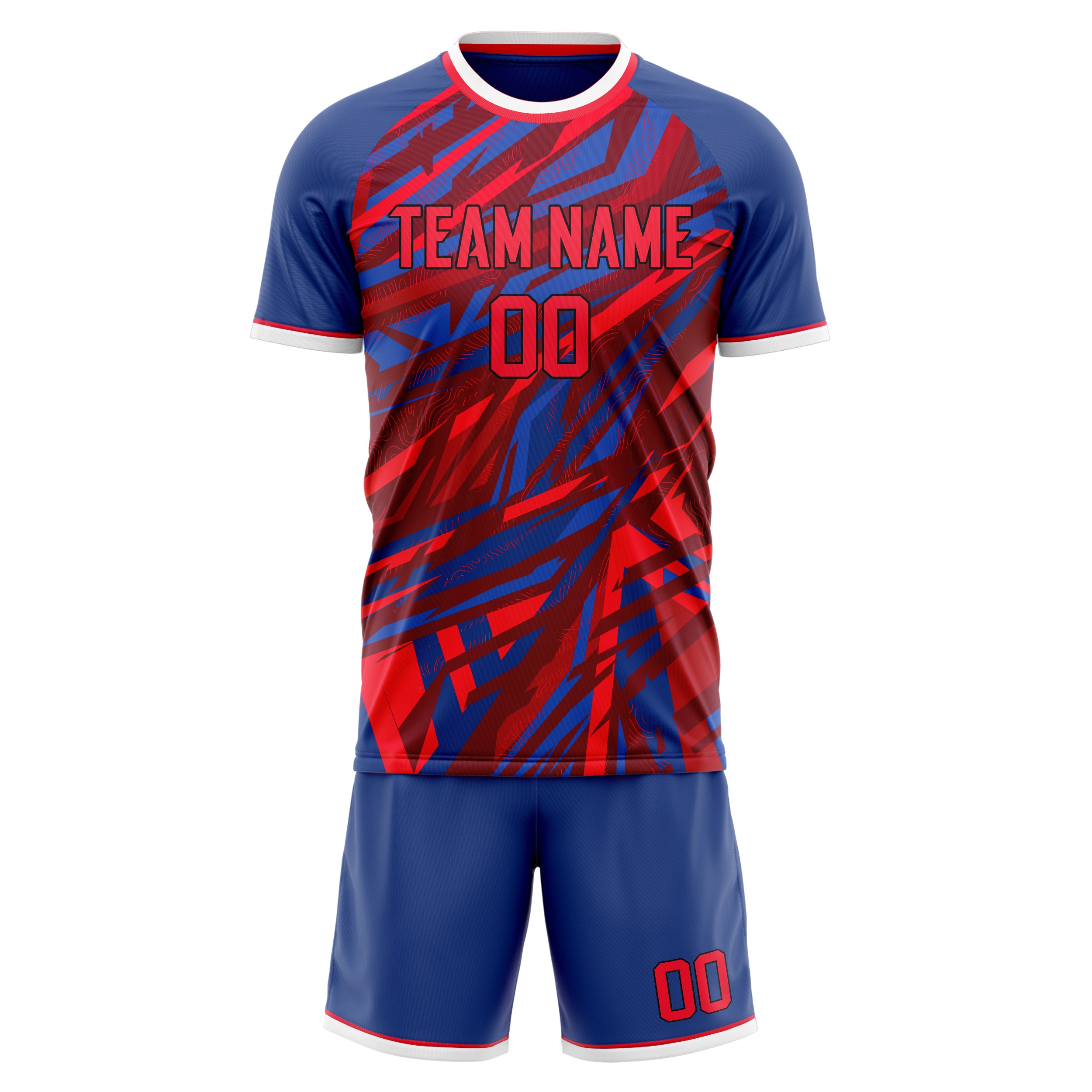 Custom Red Royal GeometricalPattern Soccer Jersey
