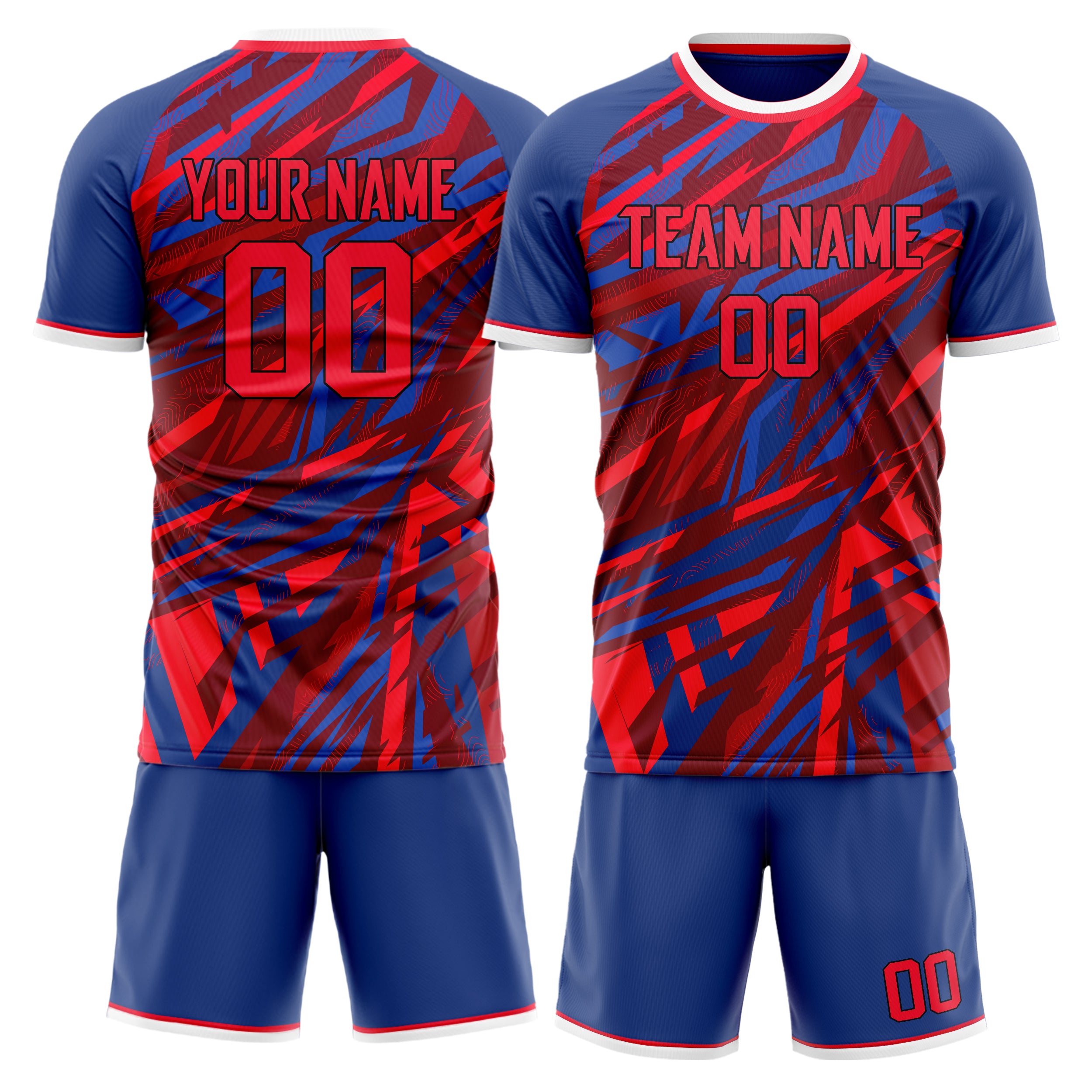 Custom Red Royal GeometricalPattern Soccer Jersey