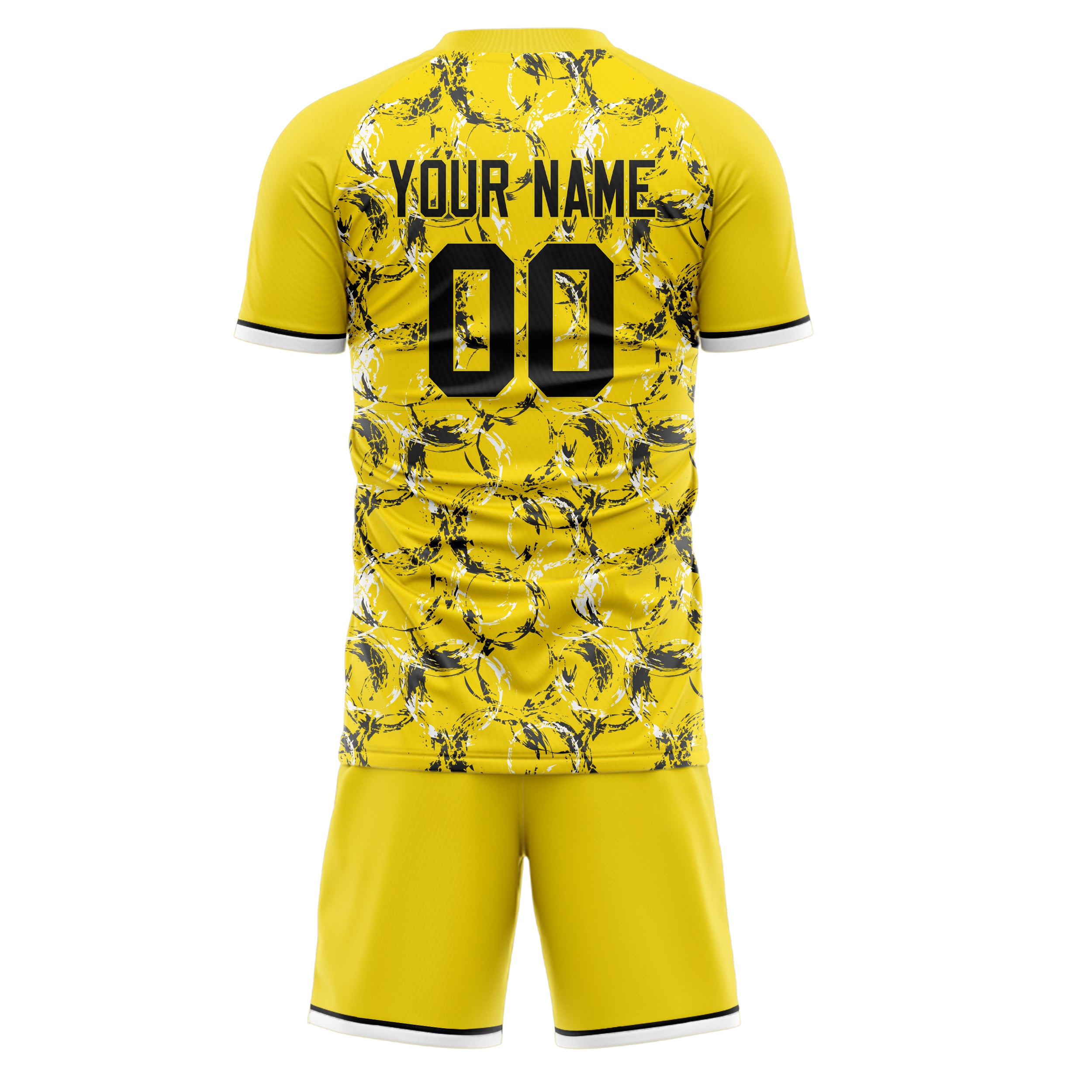 Custom Yellow Black GeometricalPattern Soccer Jersey