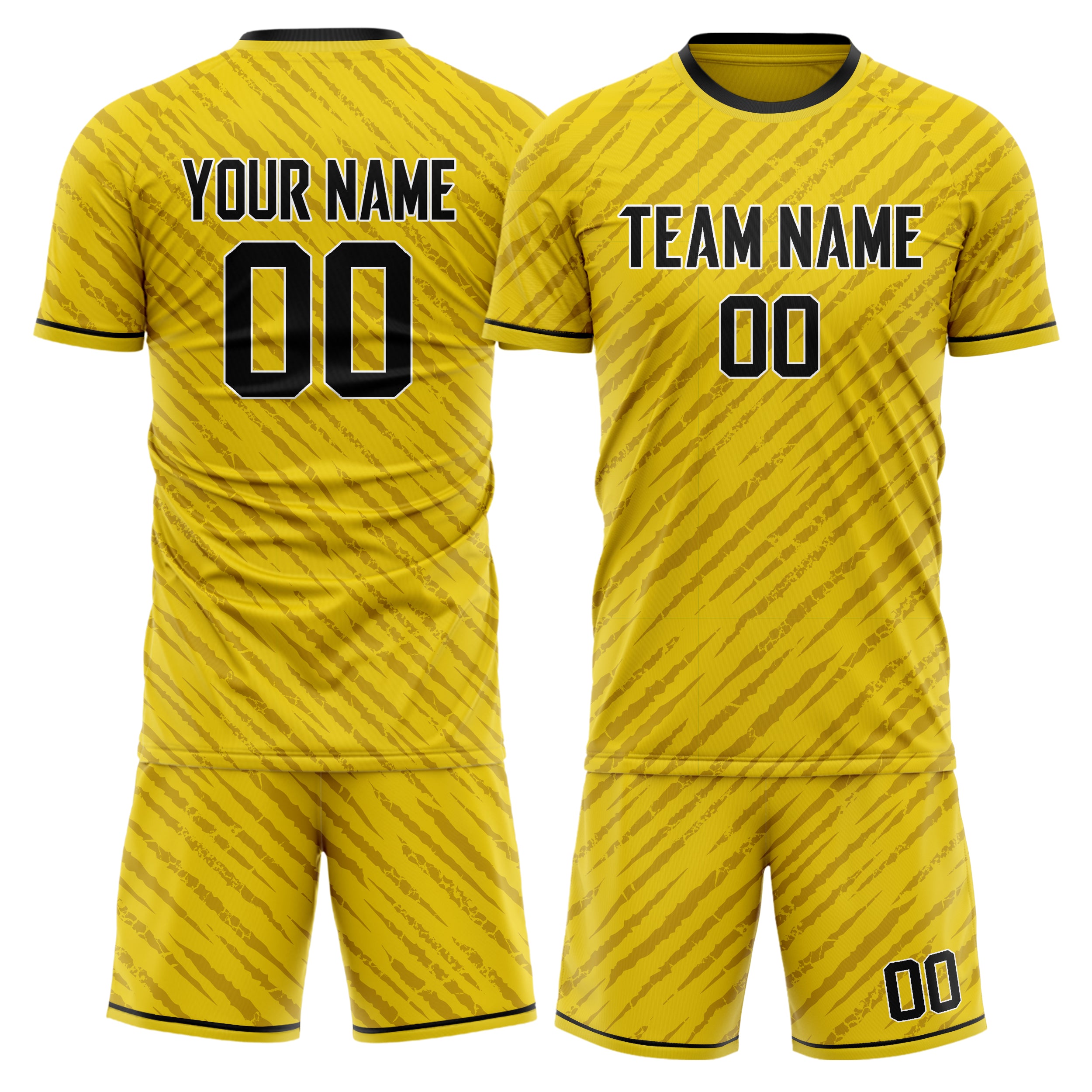 Custom Gold Black GeometricalPattern Soccer Jersey