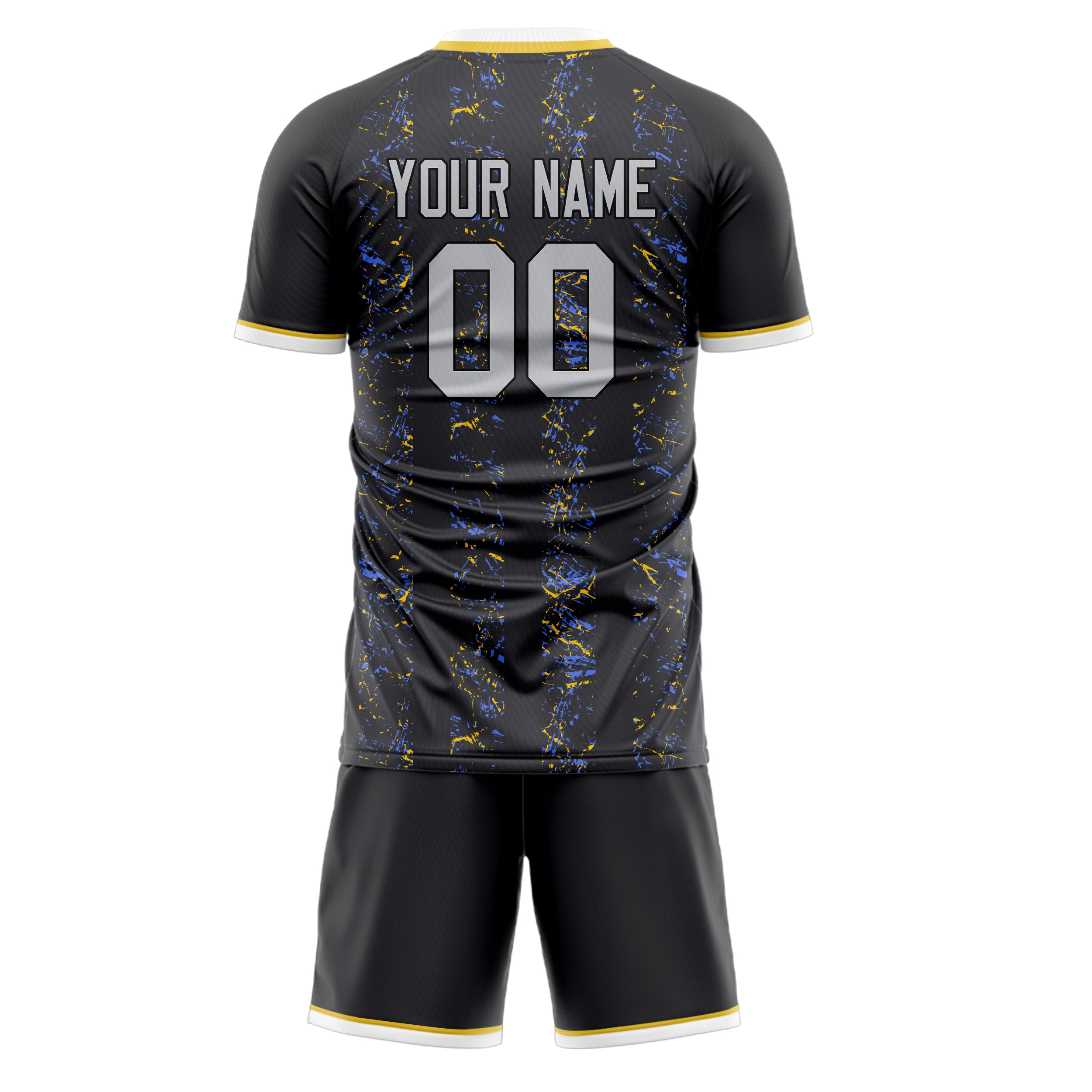 Custom Black Gray GeometricalPattern Soccer Jersey