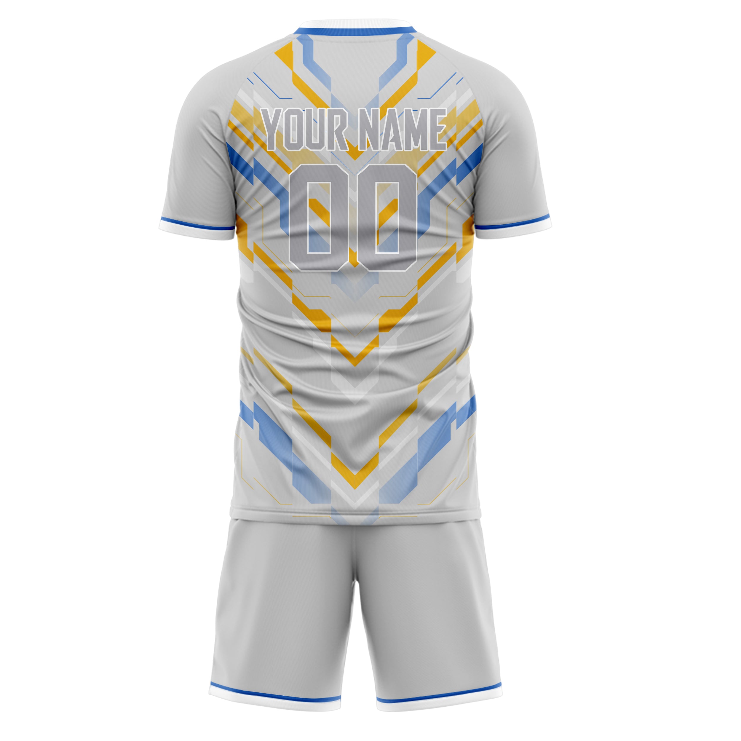 Custom Gray Gold GeometricalPattern Soccer Jersey