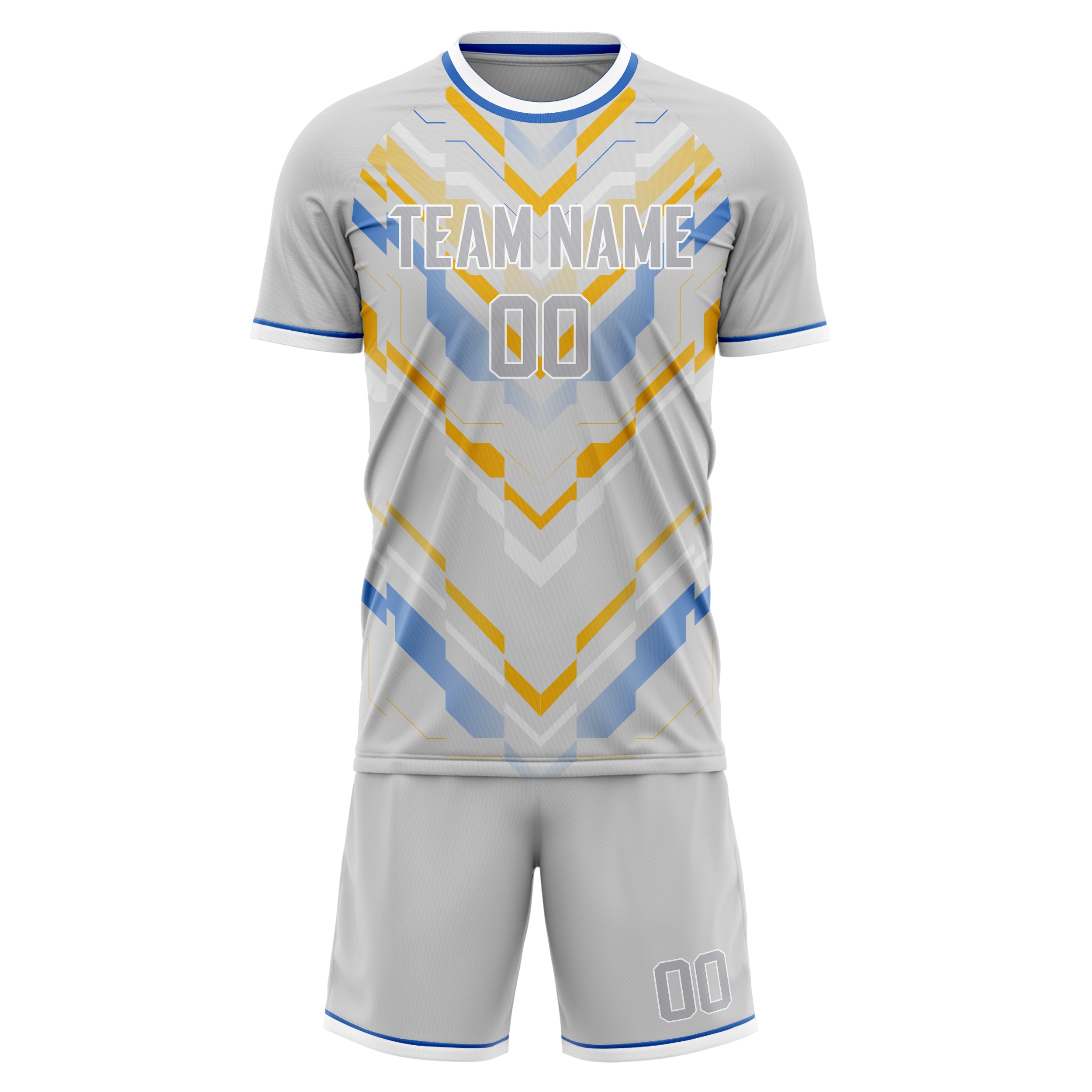Custom Gray Gold GeometricalPattern Soccer Jersey