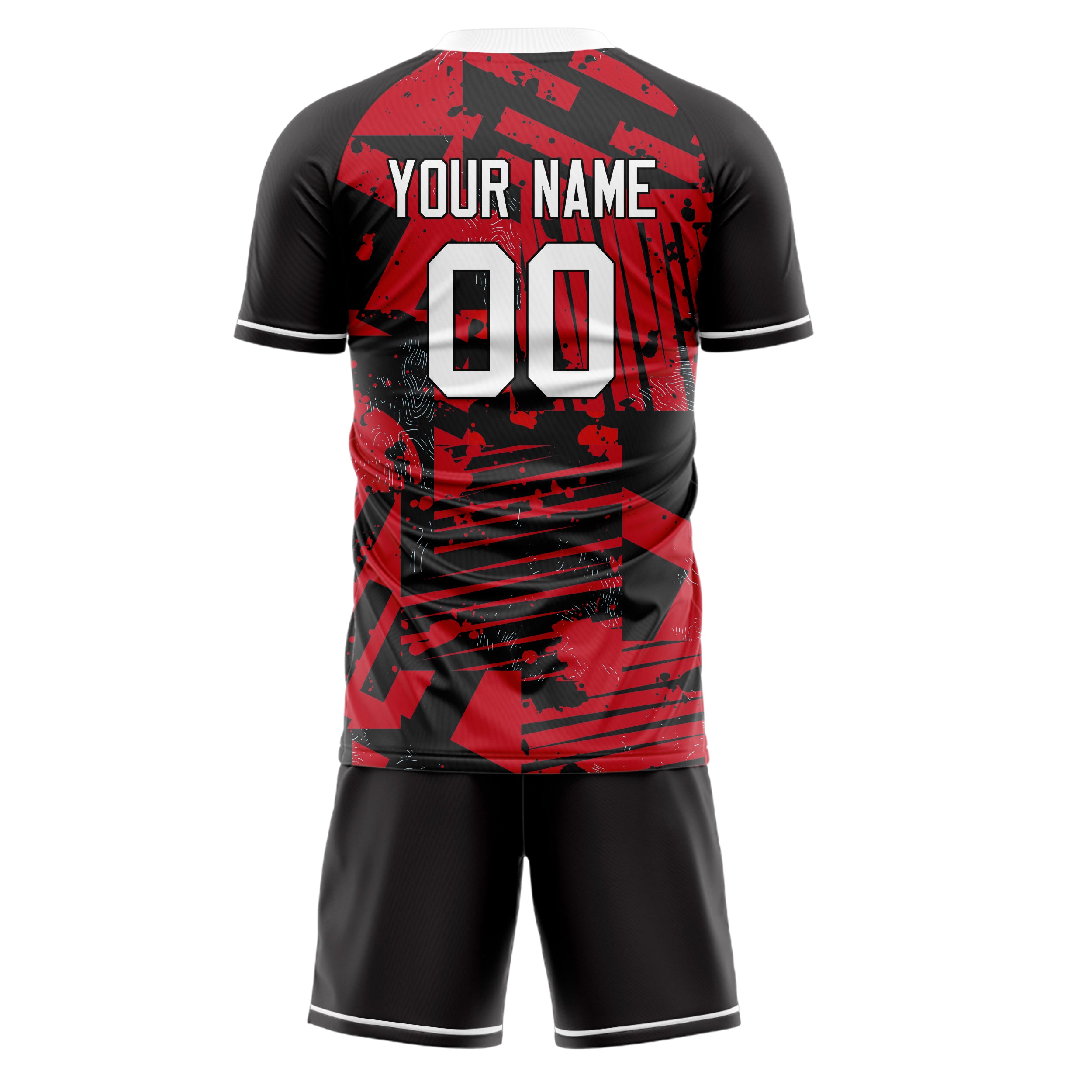 Custom Red Black GeometricalPattern Soccer Jersey