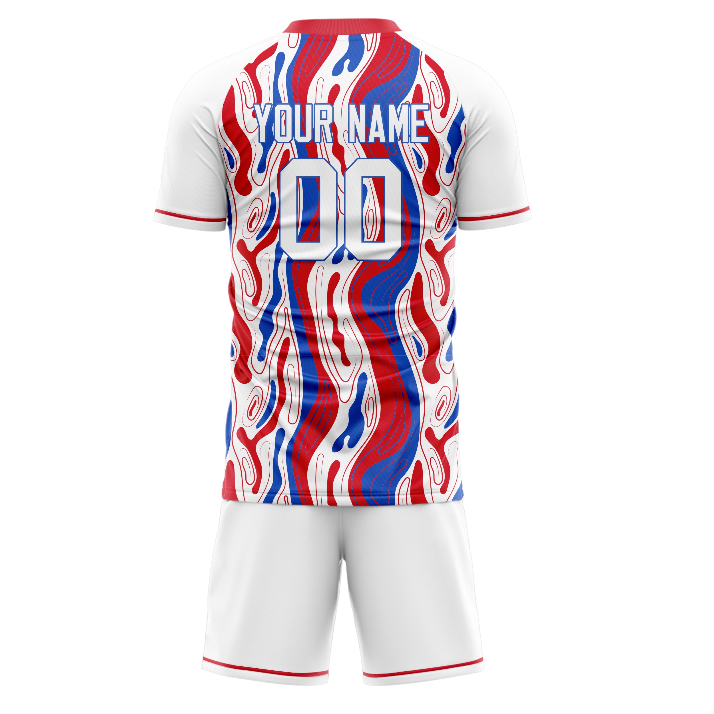 Custom White Red GeometricalPattern Soccer Jersey