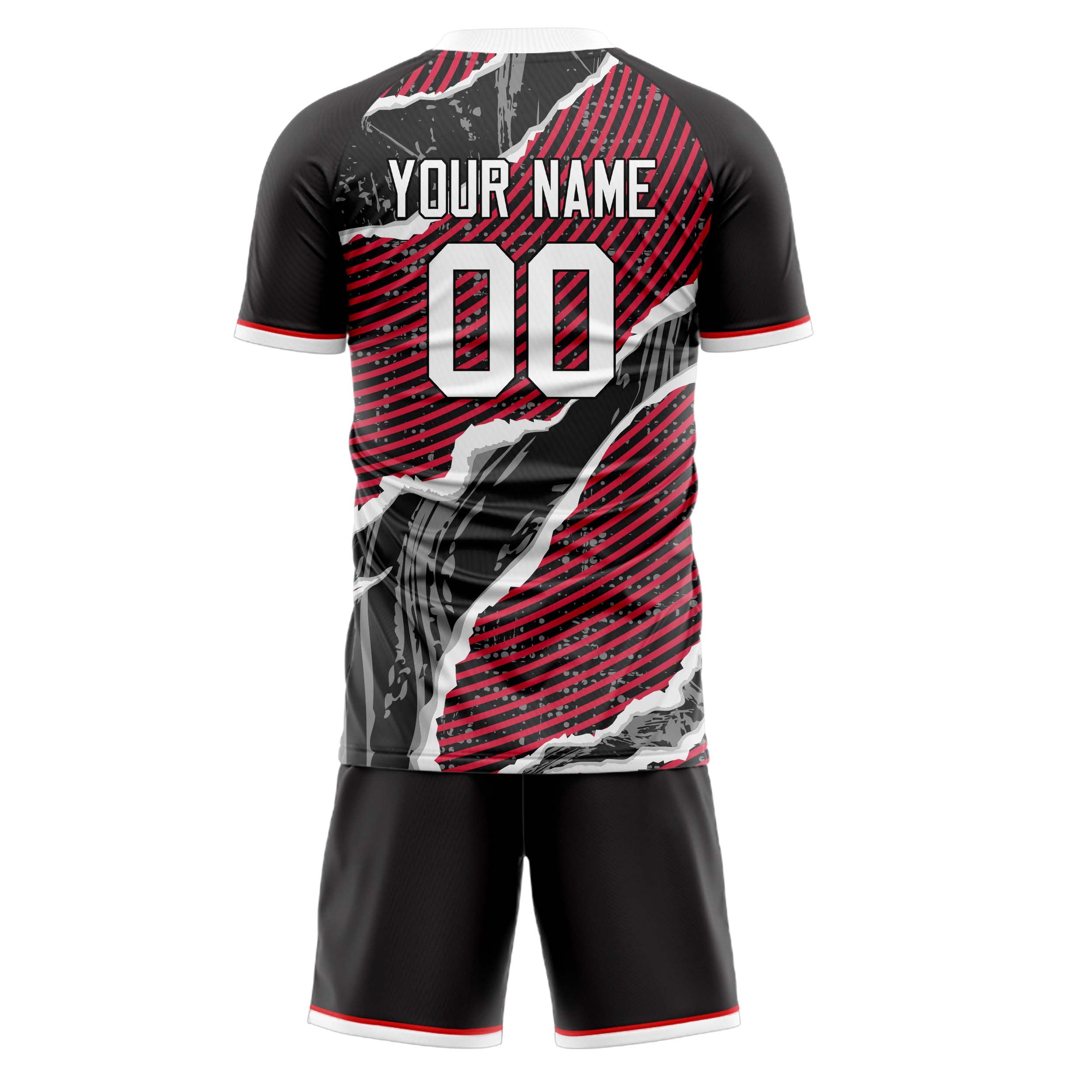 Custom Gray Red GeometricalPattern Soccer Jersey