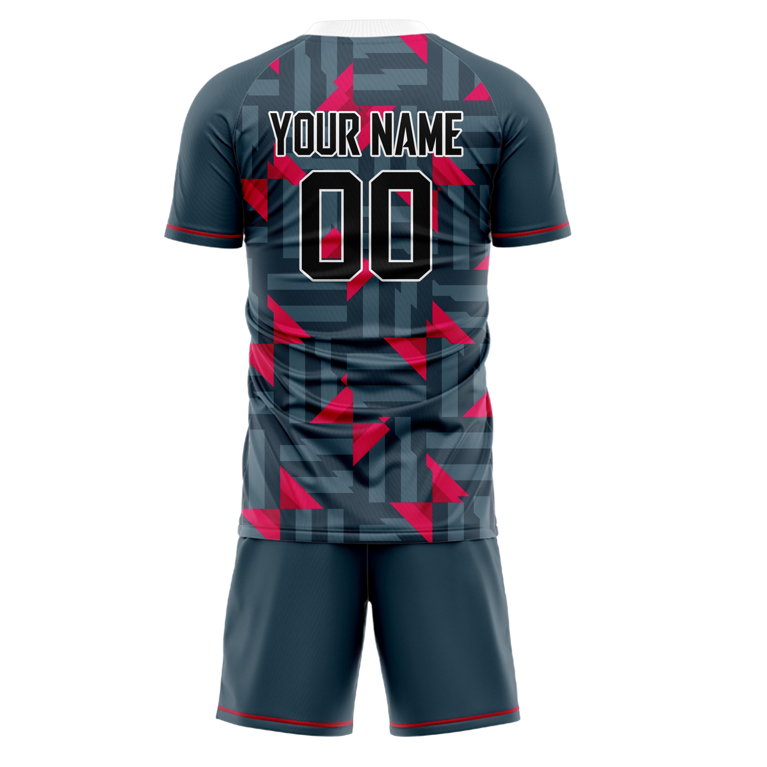 Custom Gray Red GeometricalPattern Soccer Jersey