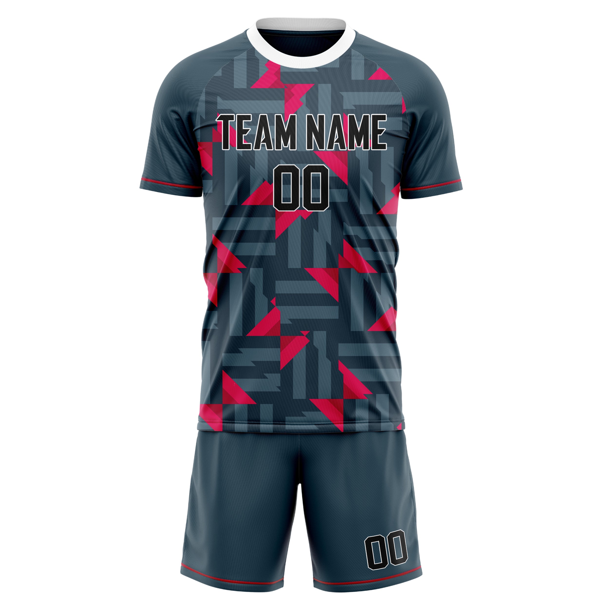 Custom Gray Red GeometricalPattern Soccer Jersey