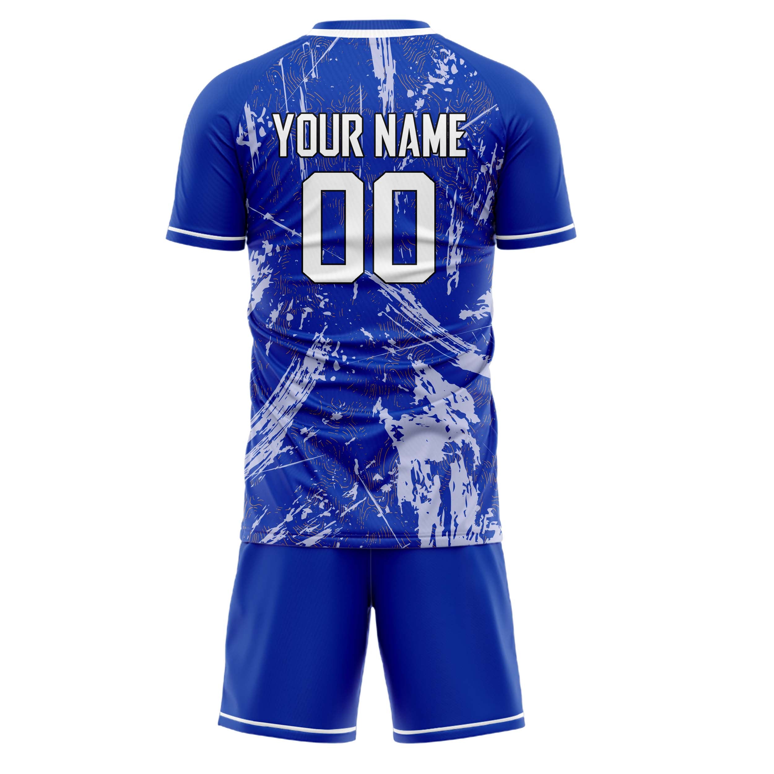 Custom Blue White GeometricalPattern Soccer Jersey