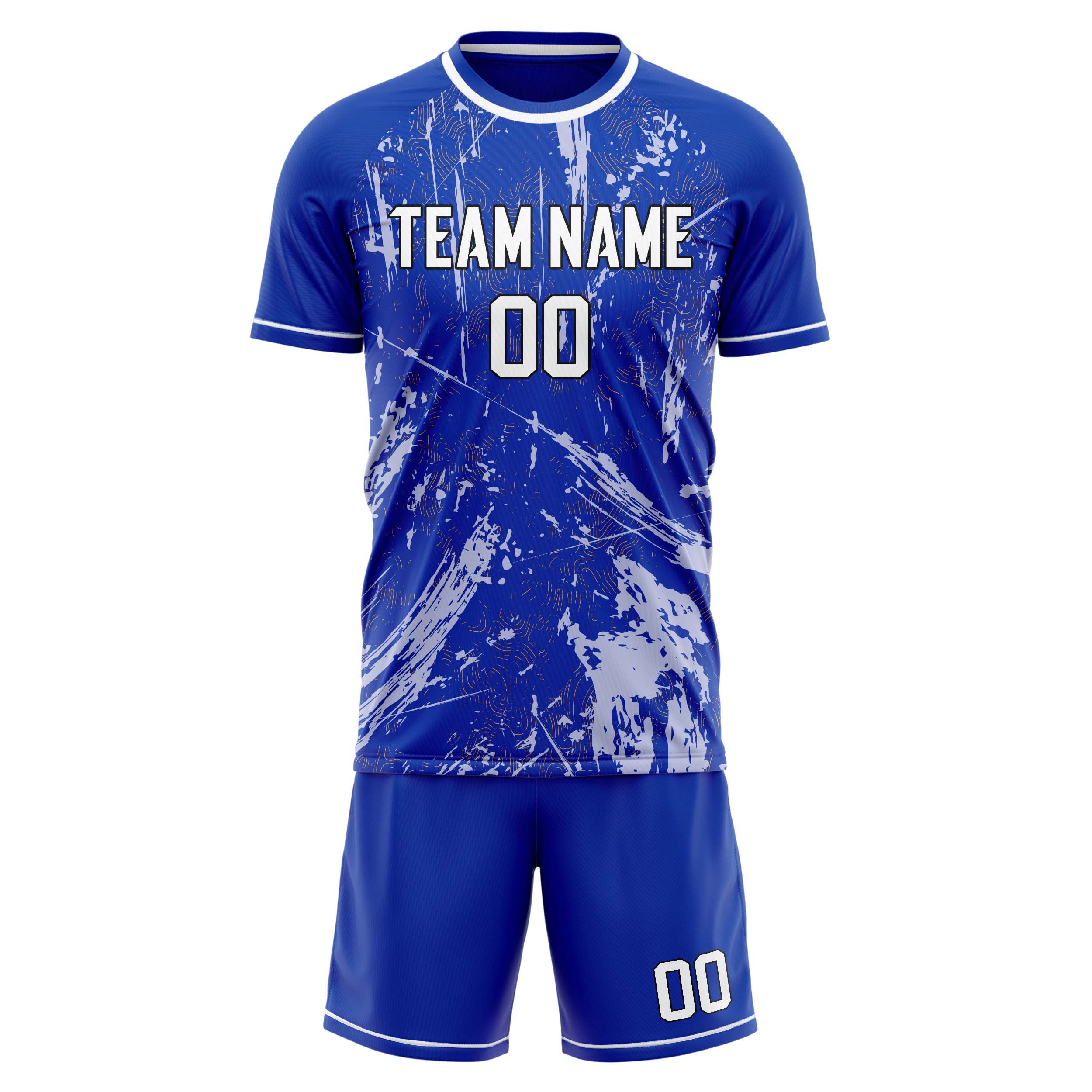 Custom Blue White GeometricalPattern Soccer Jersey