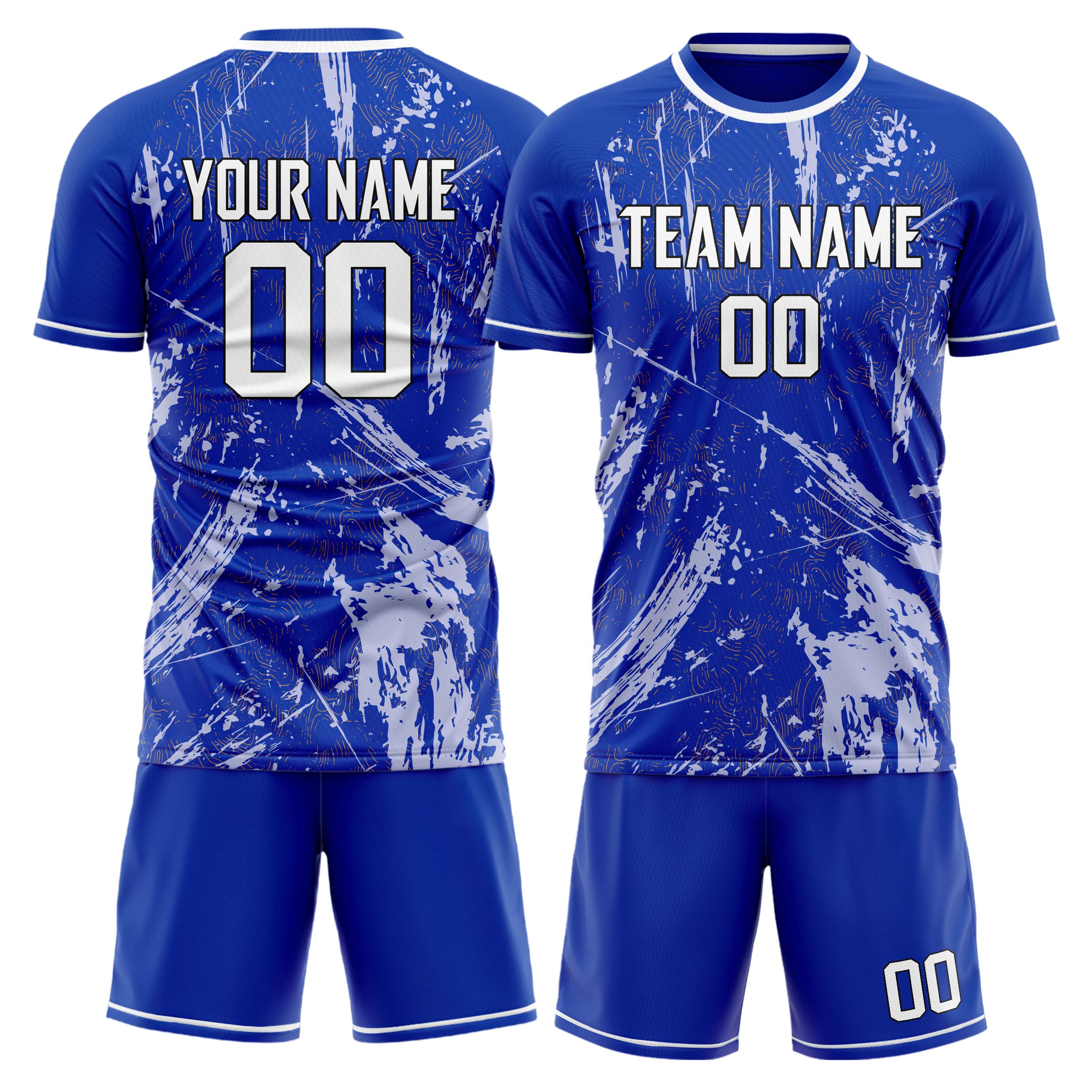 Custom Blue White GeometricalPattern Soccer Jersey