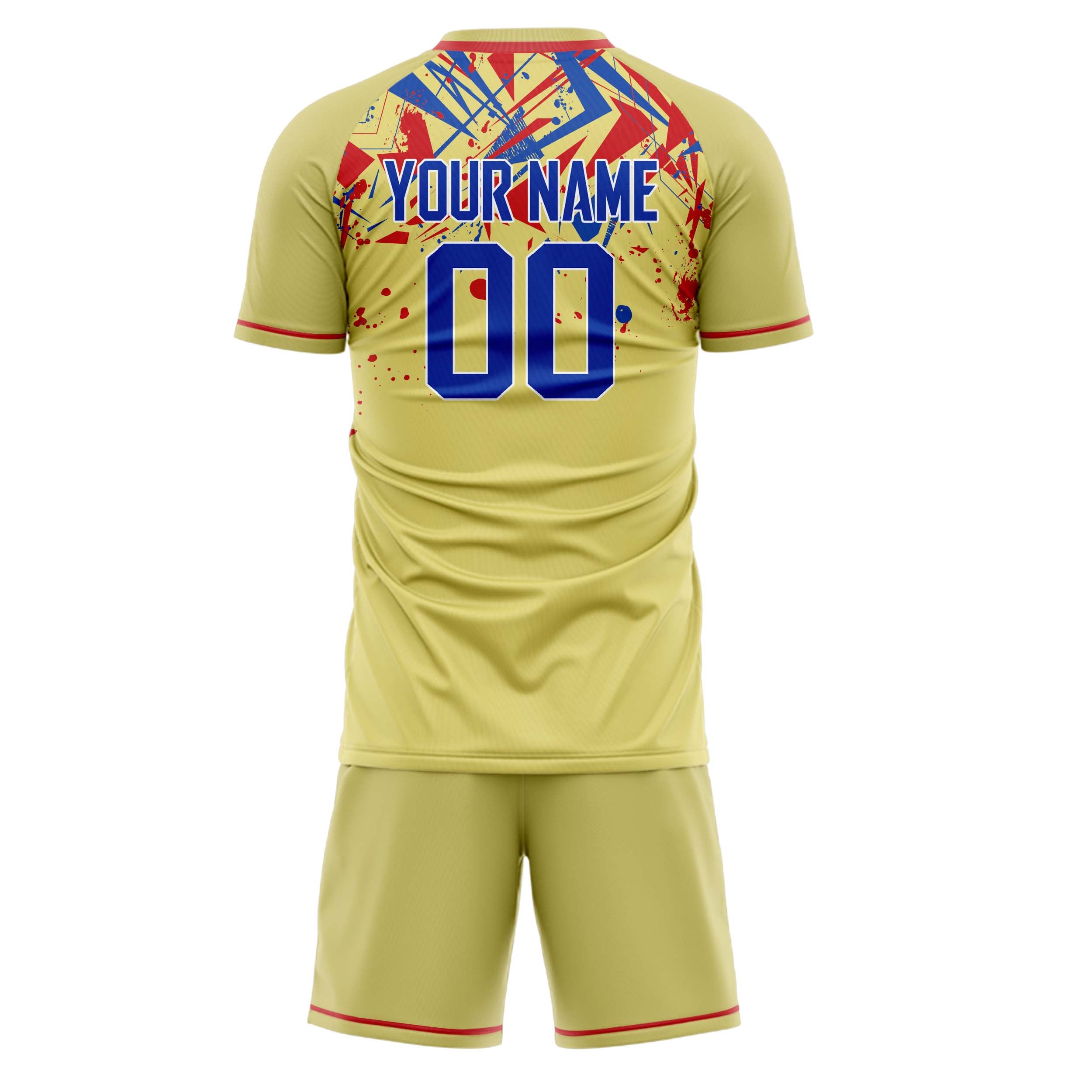 Custom Cream Royal GeometricalPattern Soccer Jersey