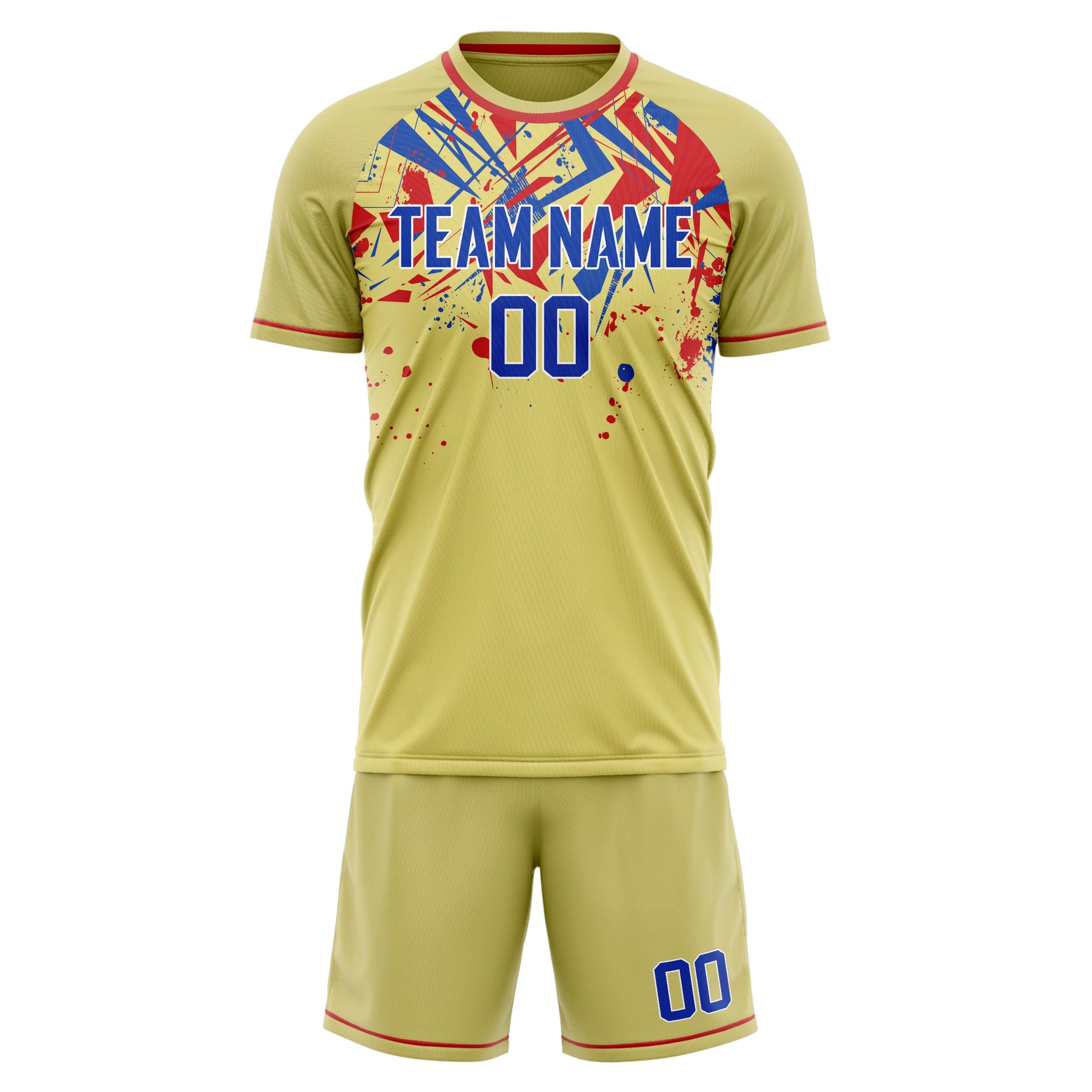 Custom Cream Royal GeometricalPattern Soccer Jersey