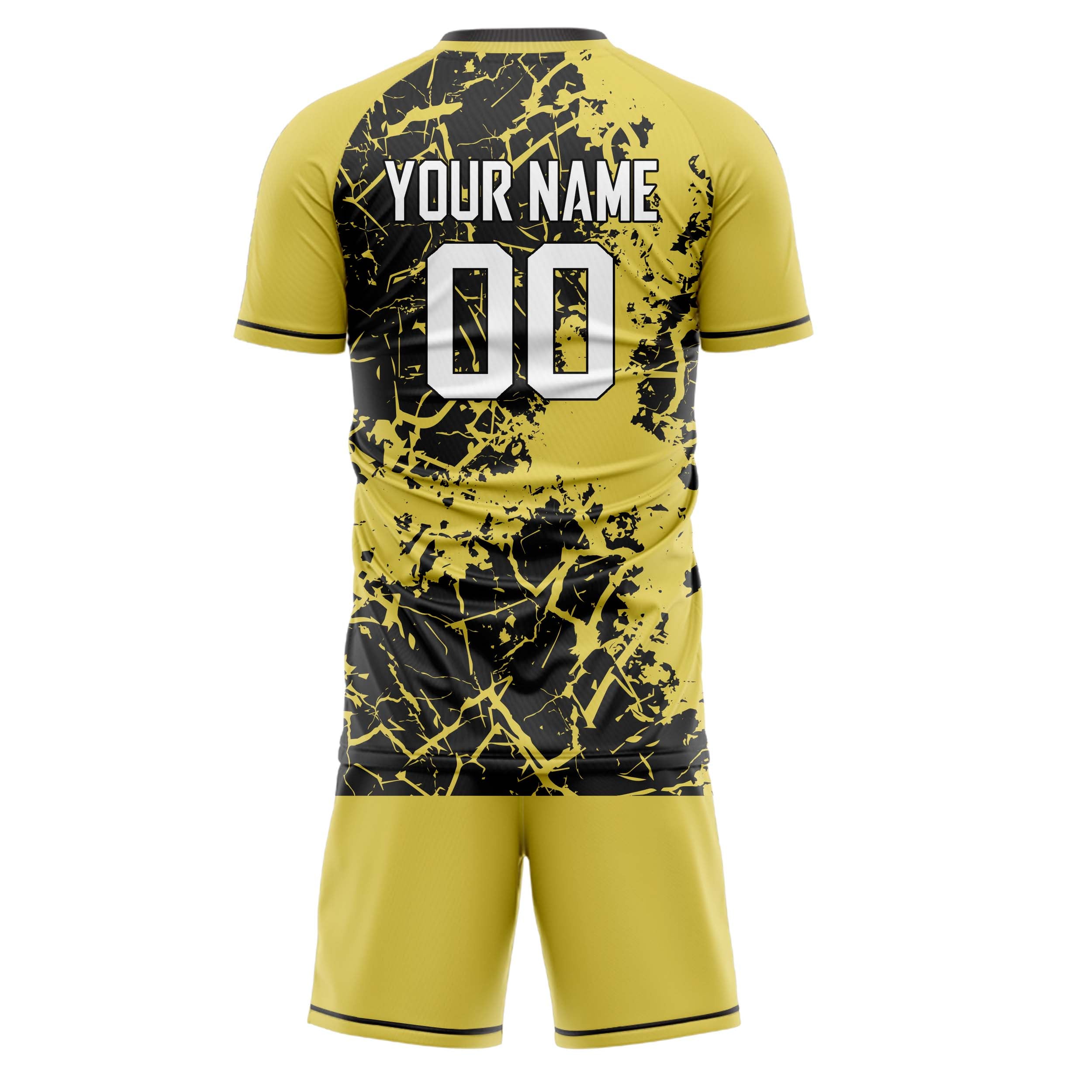 Custom Yellow Black GeometricalPattern Soccer Jersey