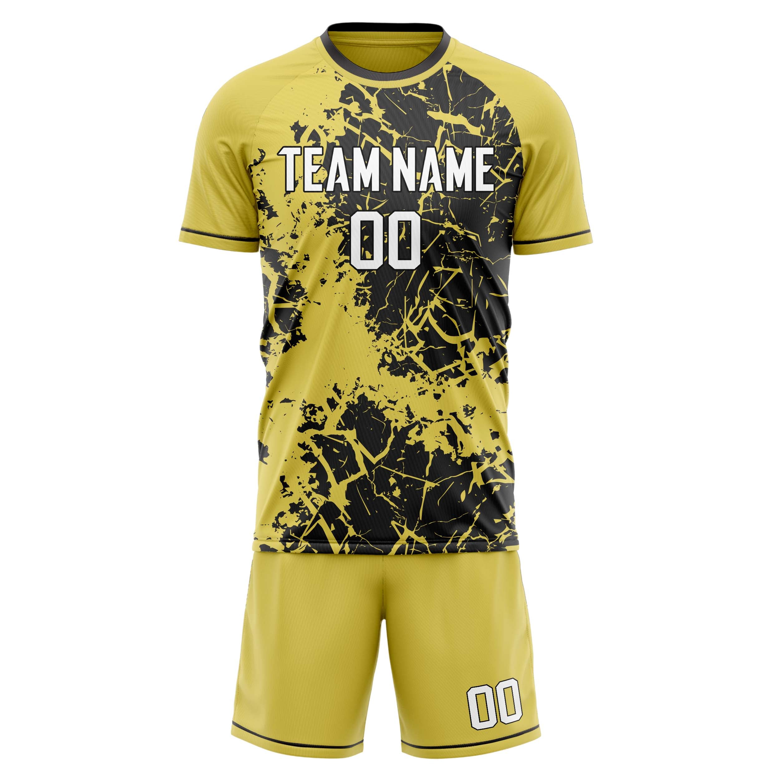 Custom Yellow Black GeometricalPattern Soccer Jersey
