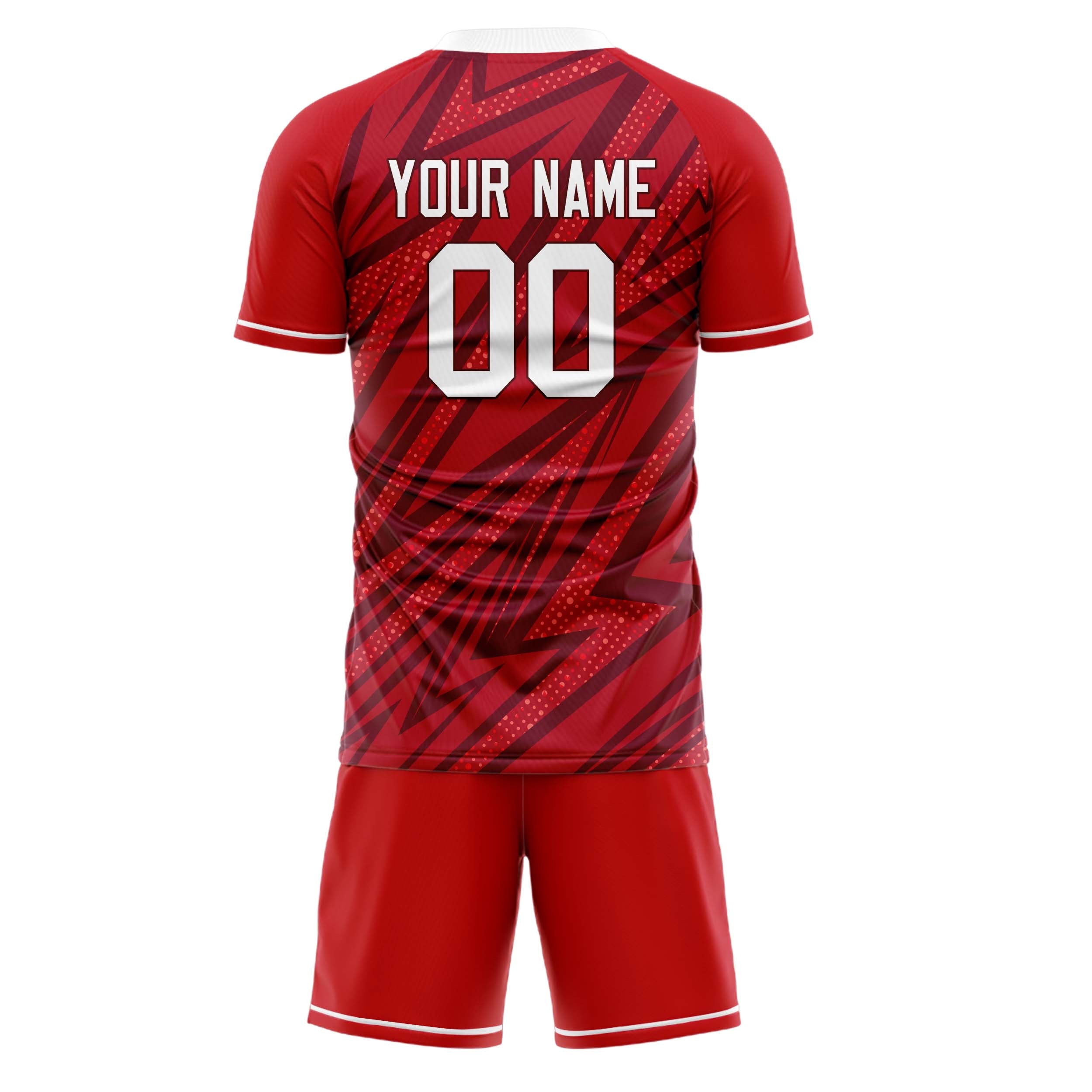 Custom Red White GeometricalPattern Soccer Jersey
