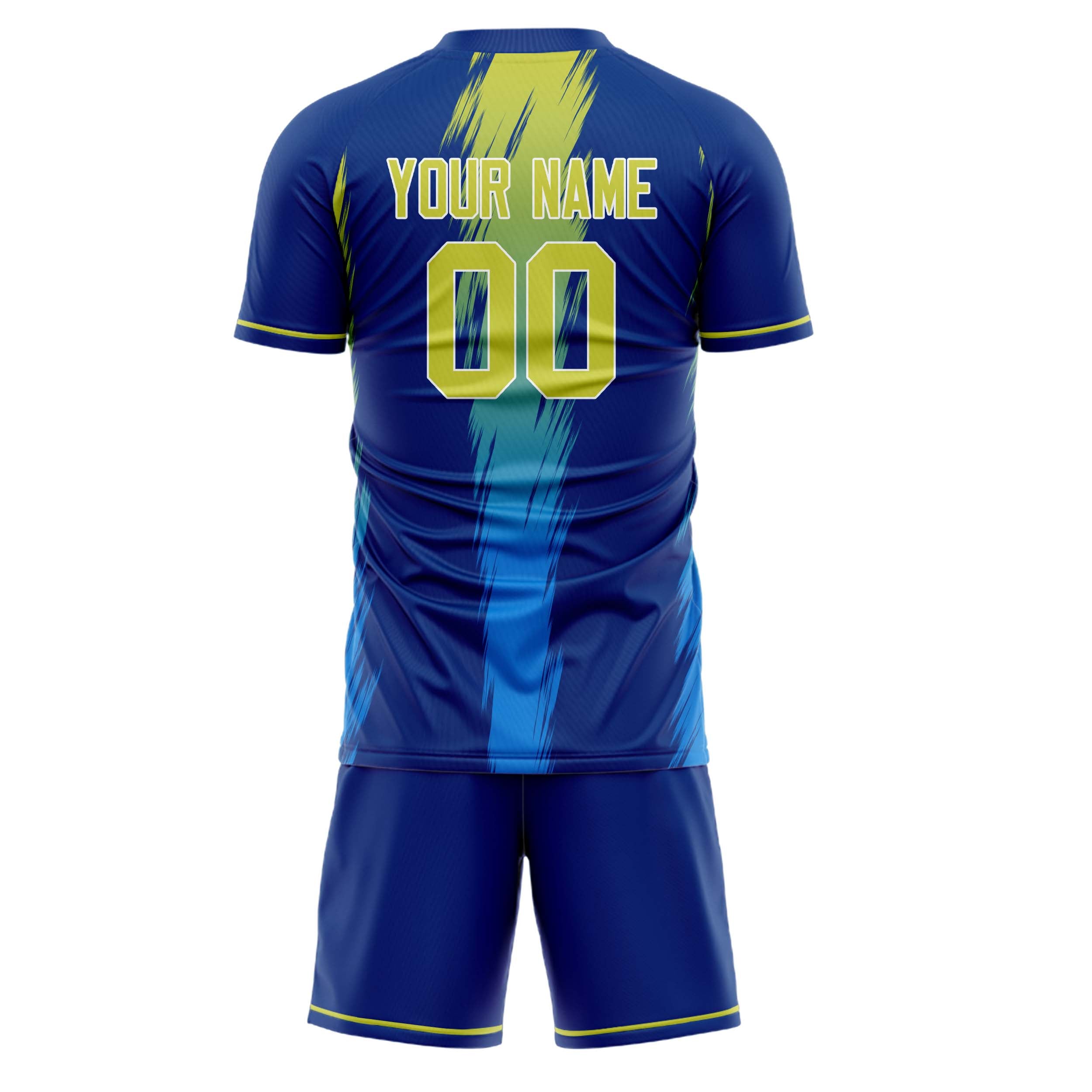 Custom Royal Yellow GeometricalPattern Soccer Jersey