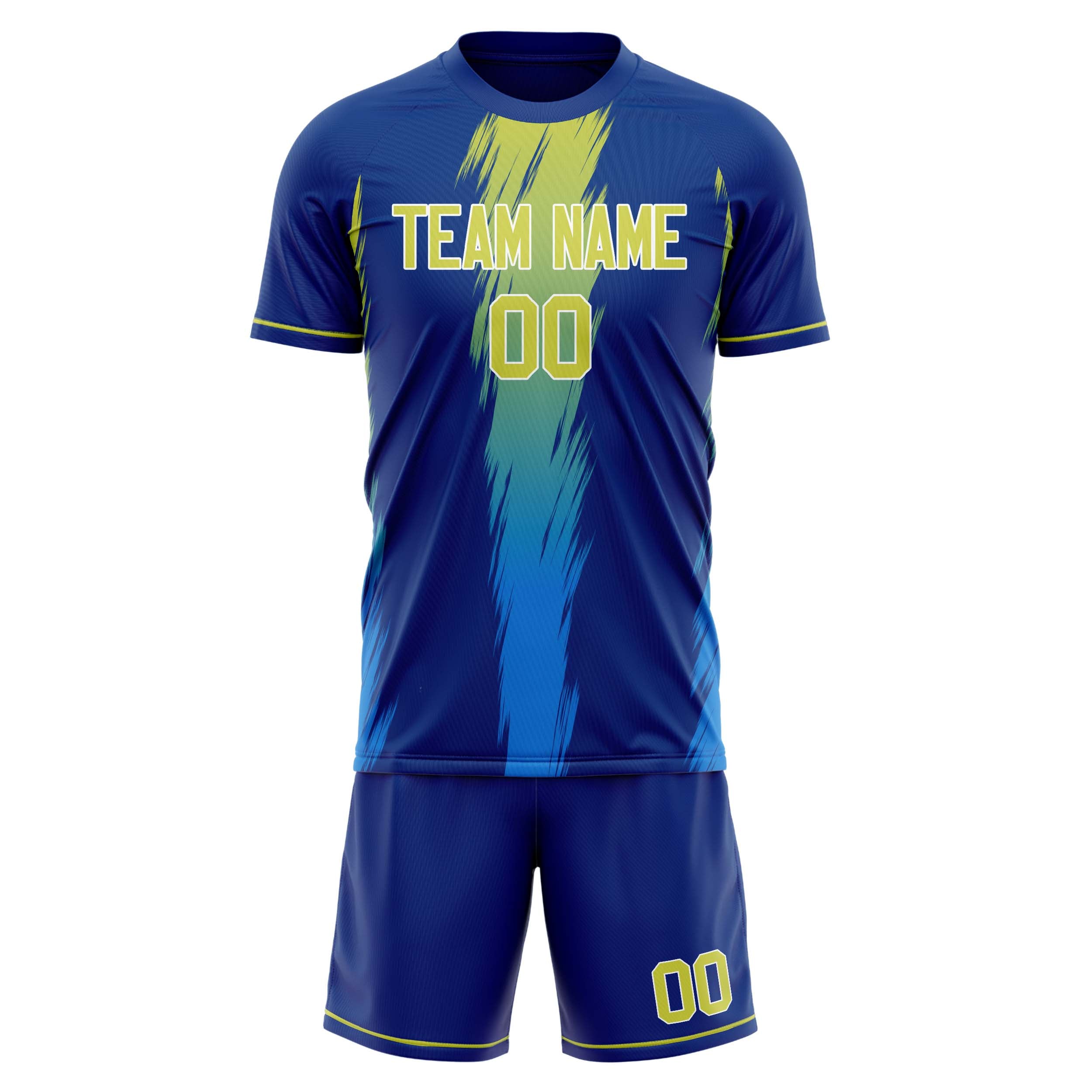 Custom Royal Yellow GeometricalPattern Soccer Jersey