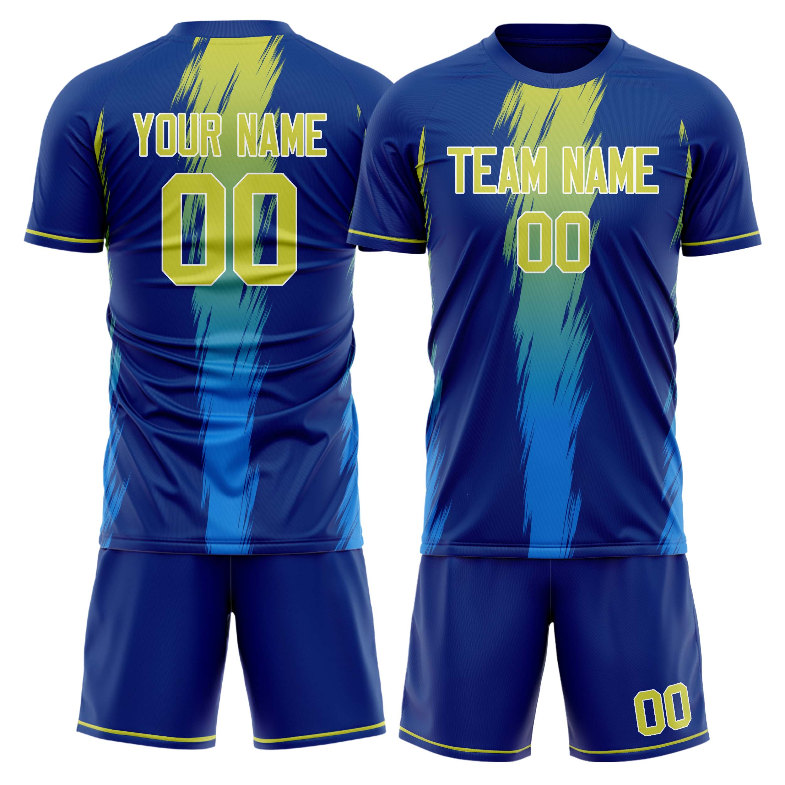 Custom Royal Yellow GeometricalPattern Soccer Jersey