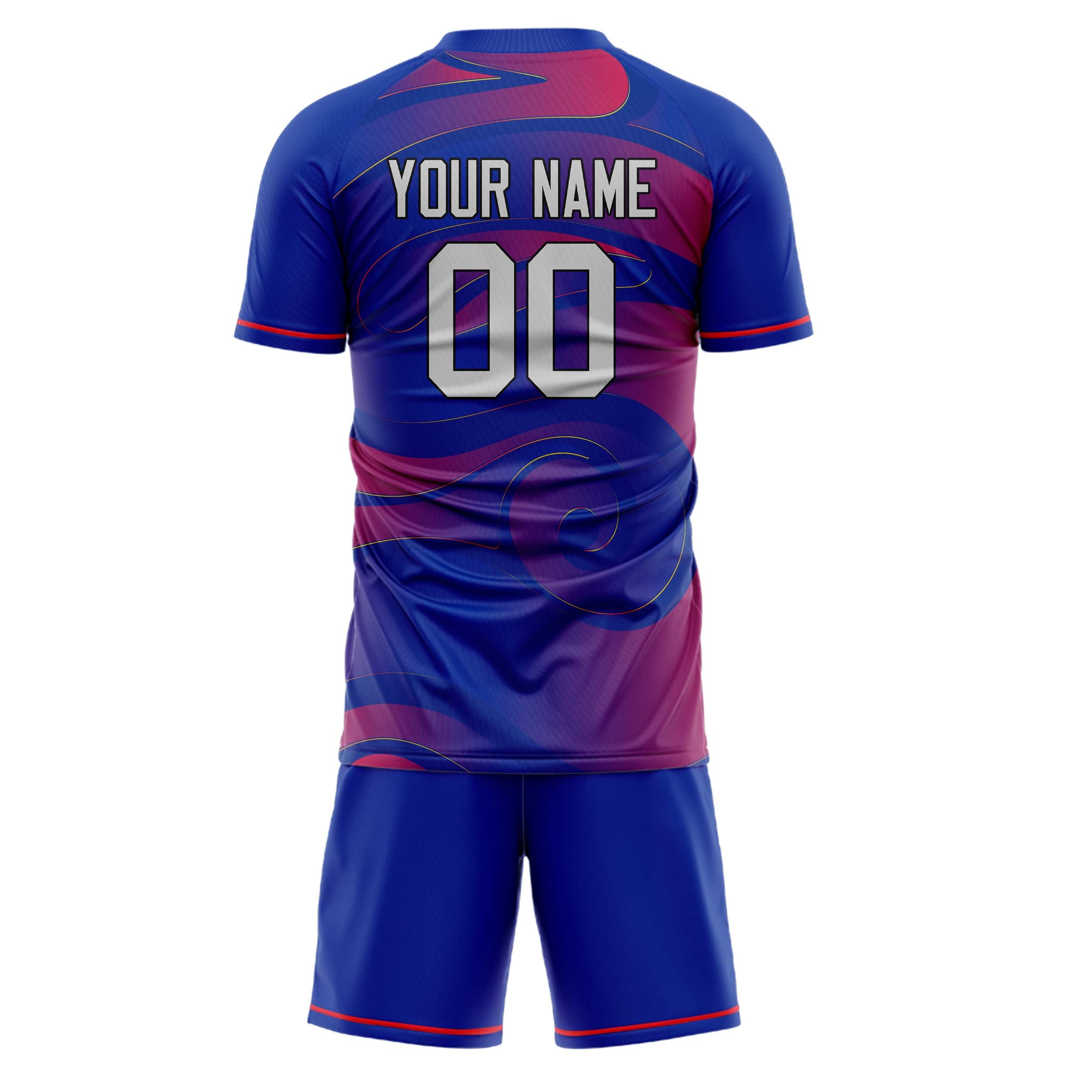 Custom Royal Red GeometricalPattern Soccer Jersey