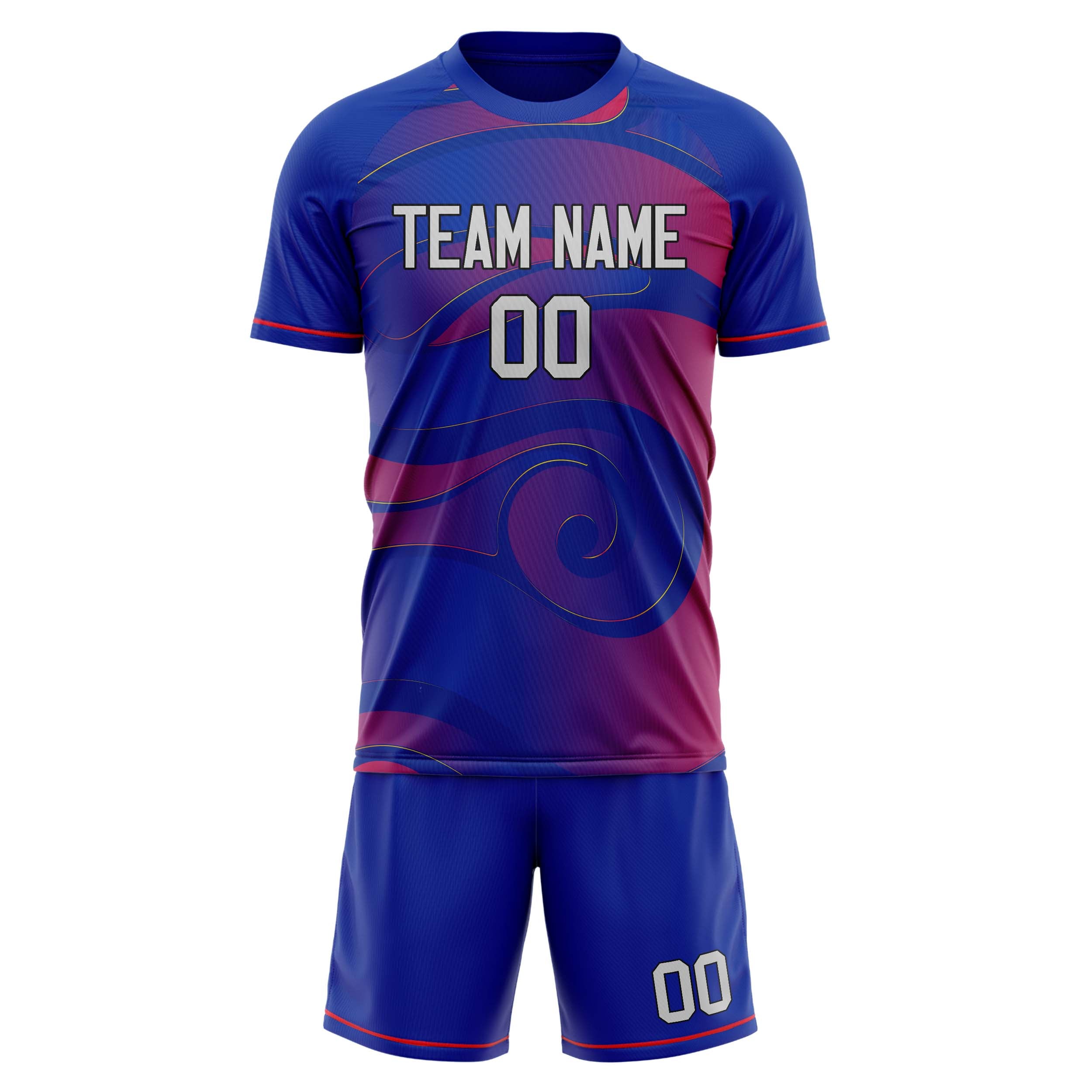 Custom Royal Red GeometricalPattern Soccer Jersey