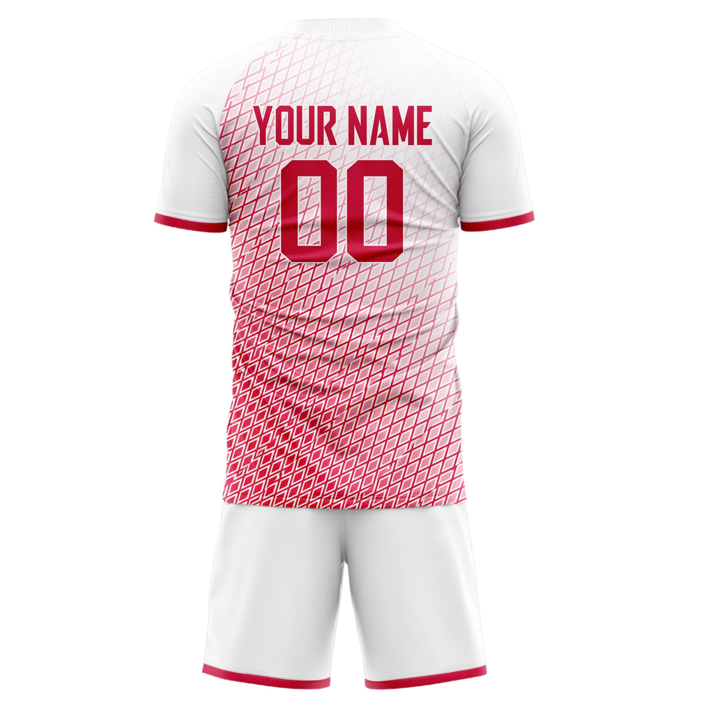 Custom Red White GeometricalPattern Soccer Jersey