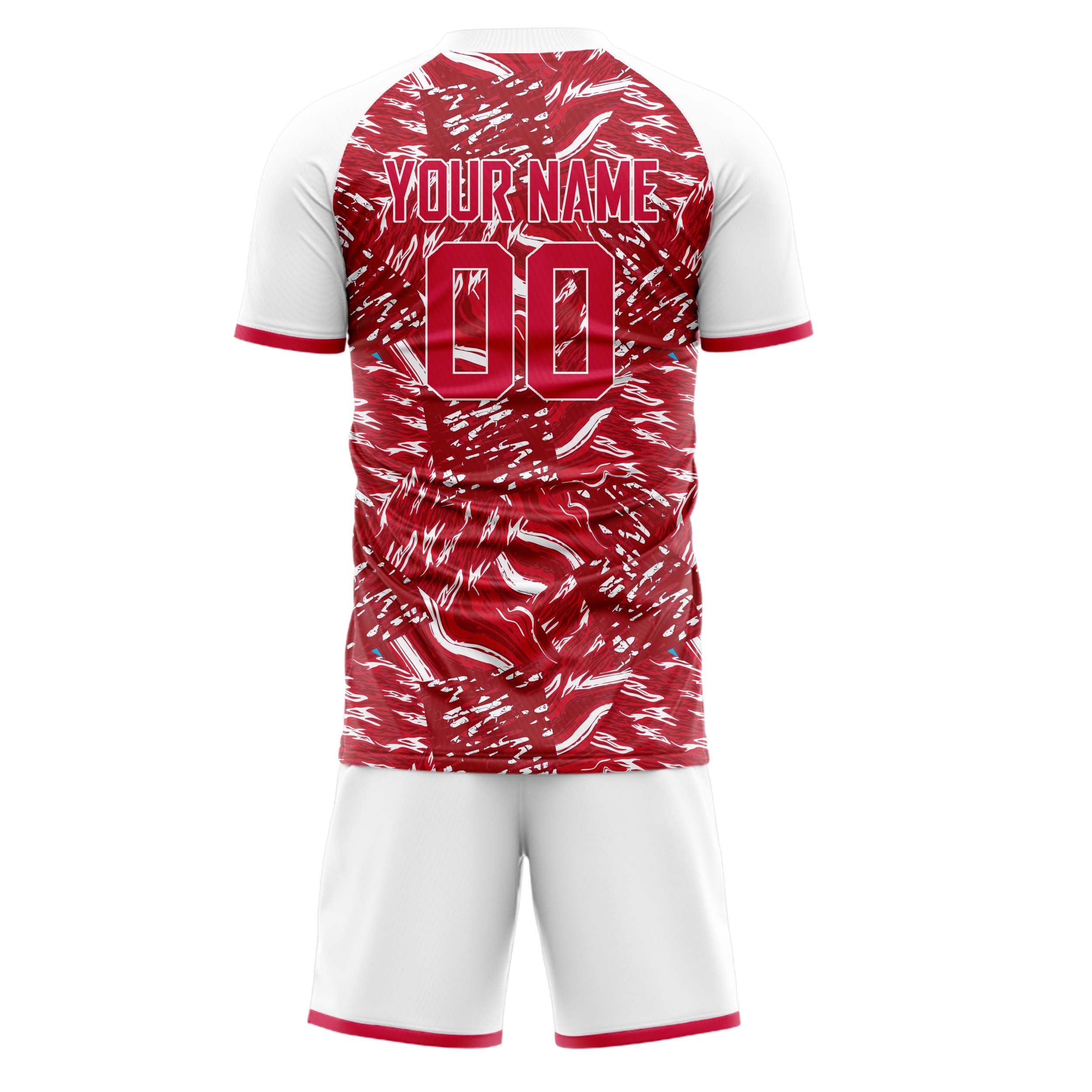 Custom Red White GeometricalPattern Soccer Jersey