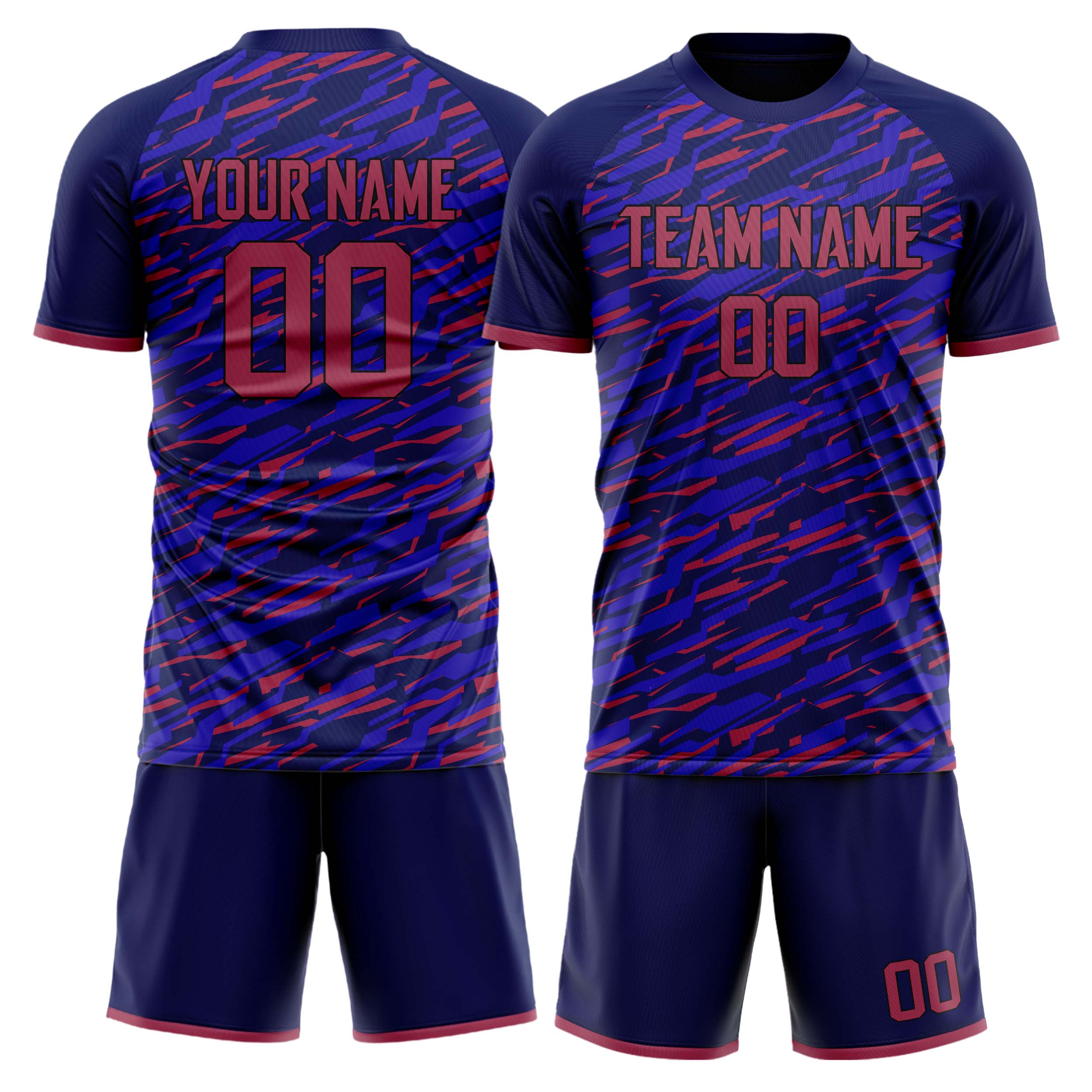 Custom Purple Pink GeometricalPattern Soccer Jersey