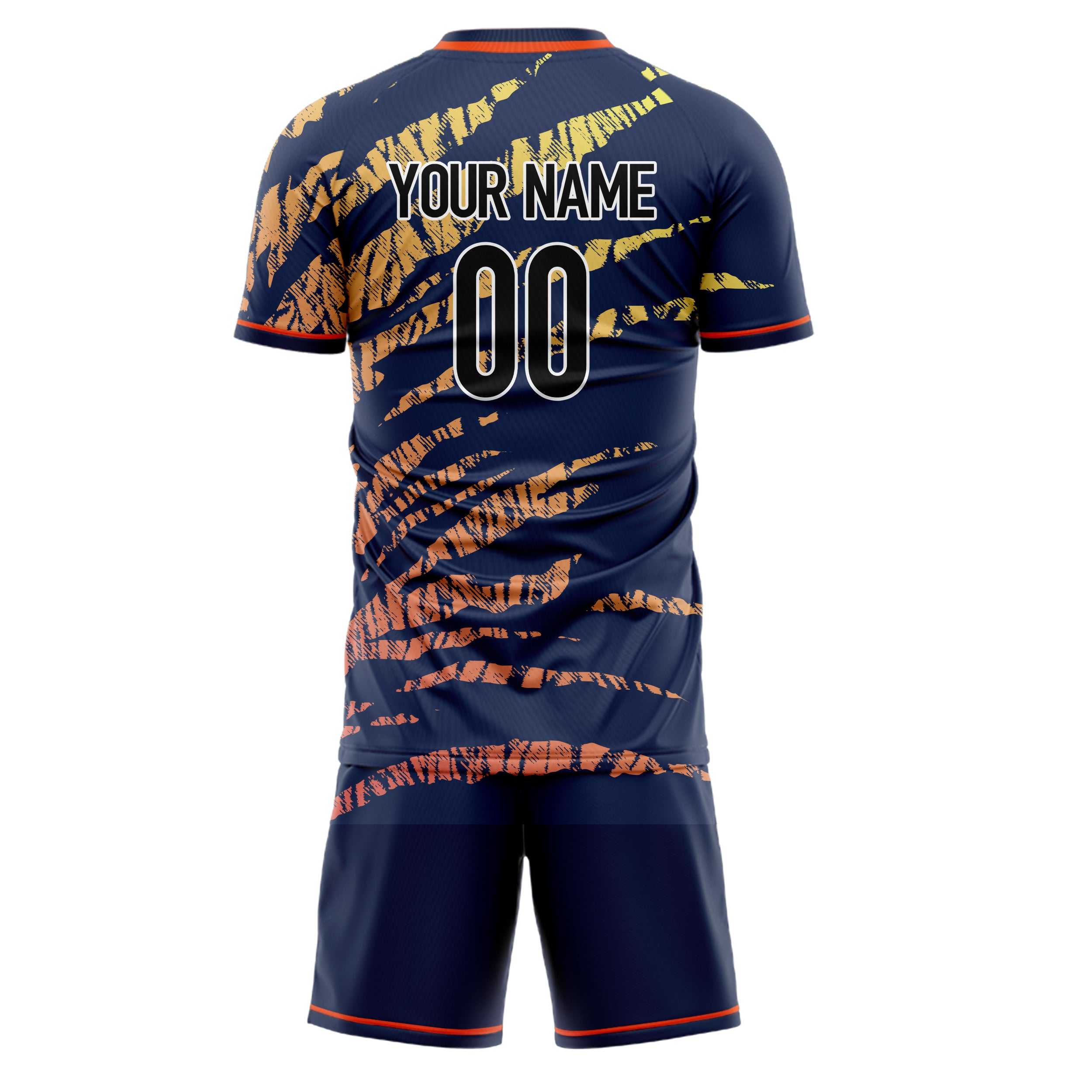 Custom Navy Red GeometricalPattern Soccer Jersey